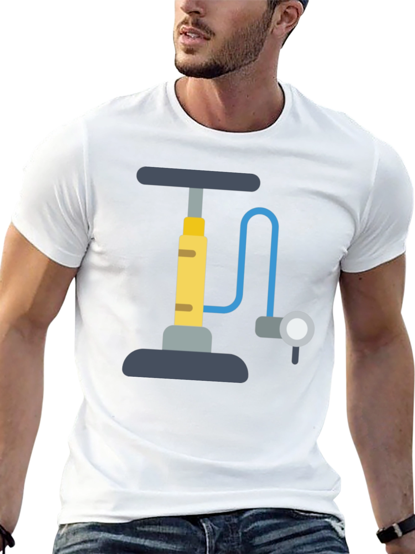 Bike Pump Graphic Tee - Black Cotton T-Shirt
