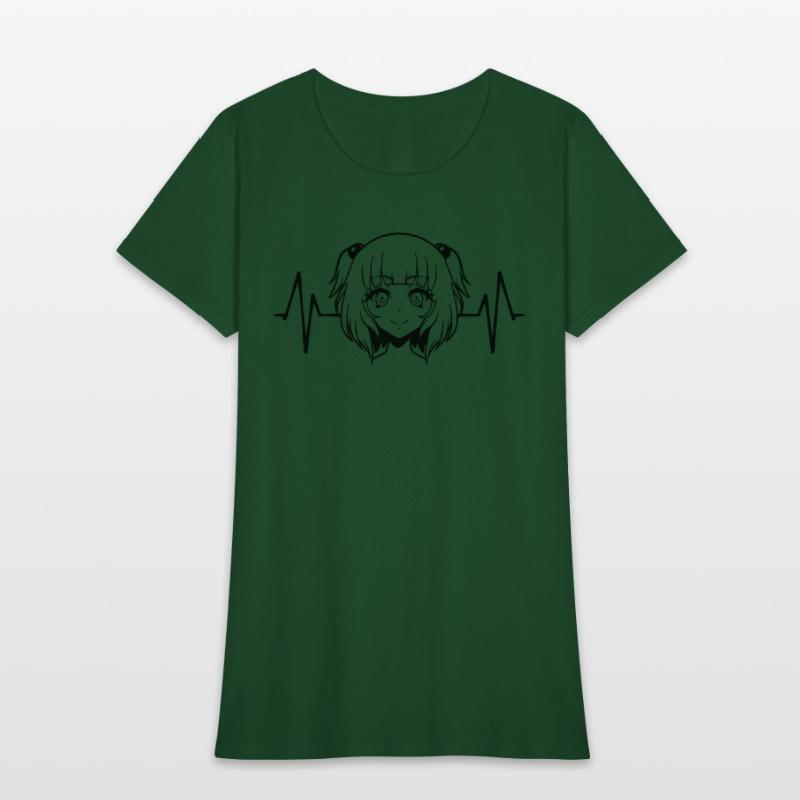 Anime girl heartbeat ECG graphic