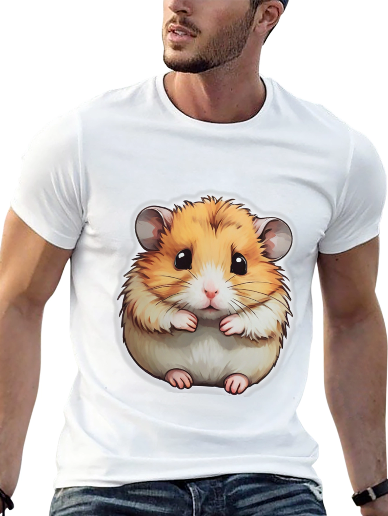 Cute Hamster Graphic Black T-Shirt