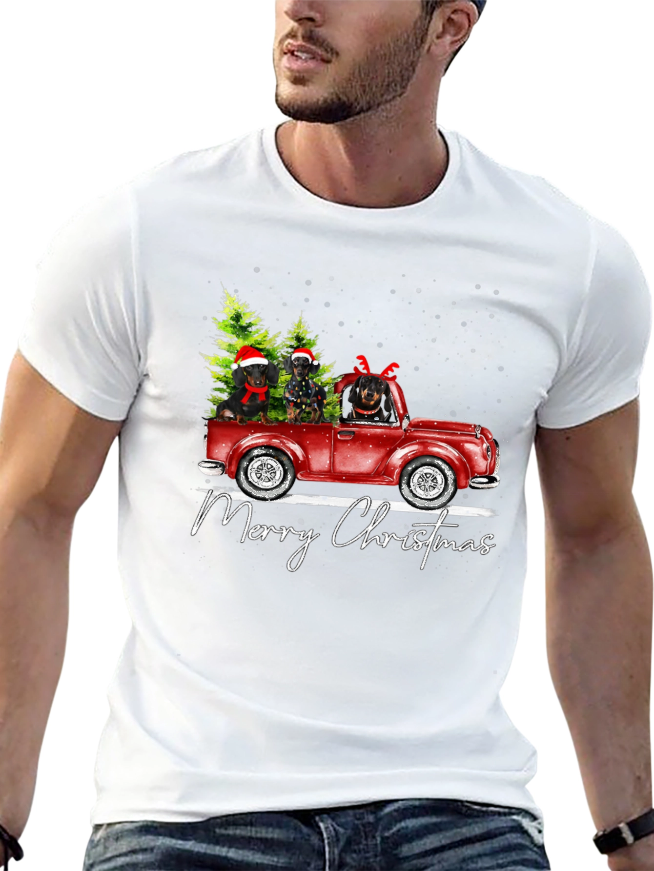 Christmas Dachshund Truck T-Shirt