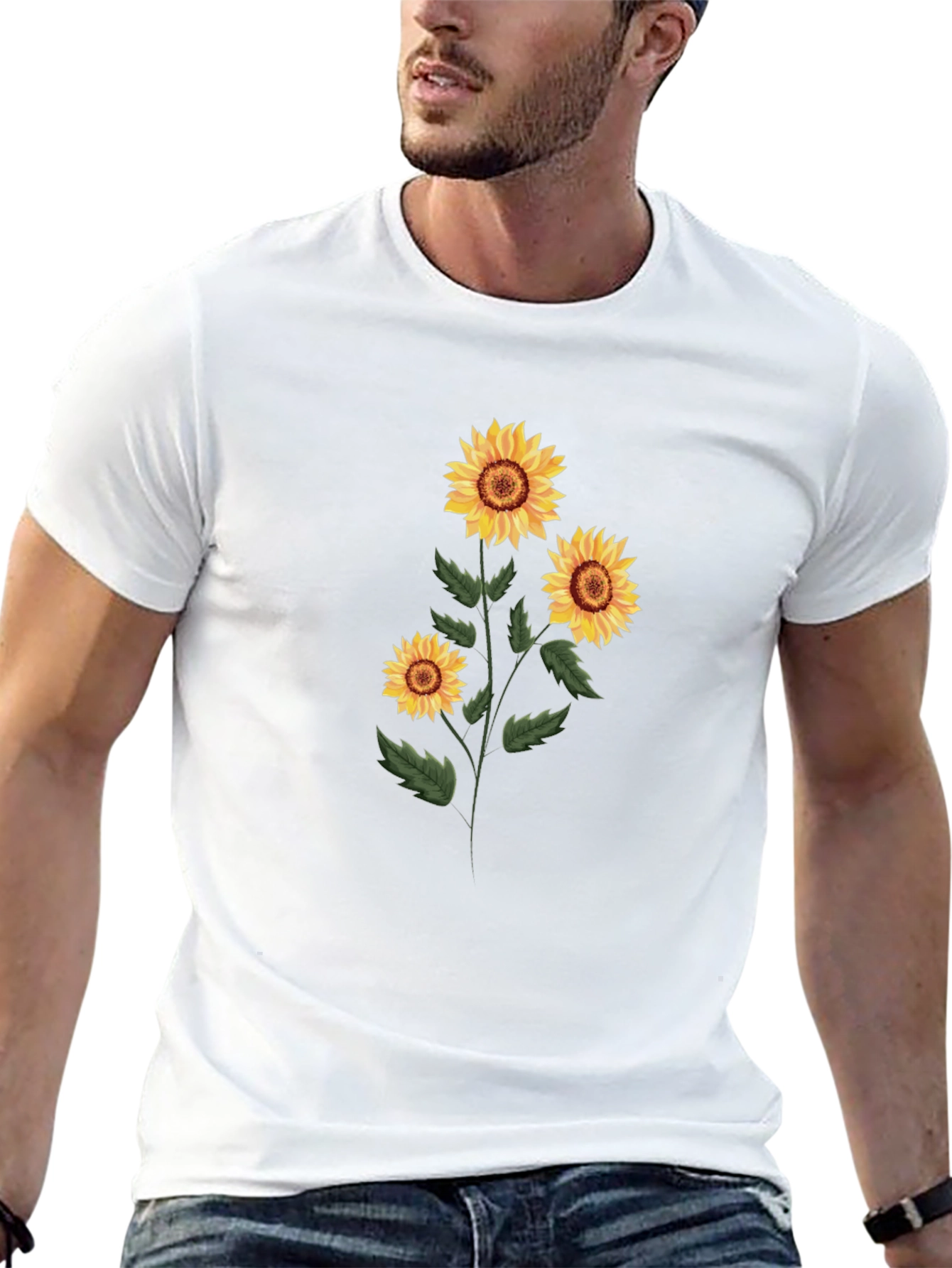 Sunflower Graphic Tee - Black Cotton T-Shirt