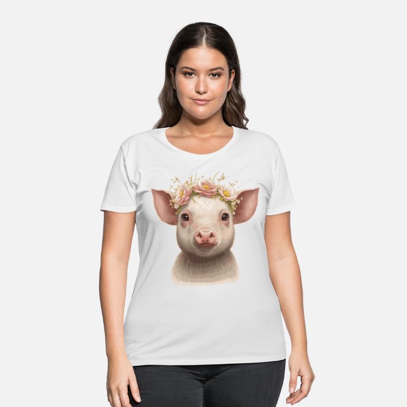 Cute Piglet Flower Crown Baby Pig Floral Farm Anim
