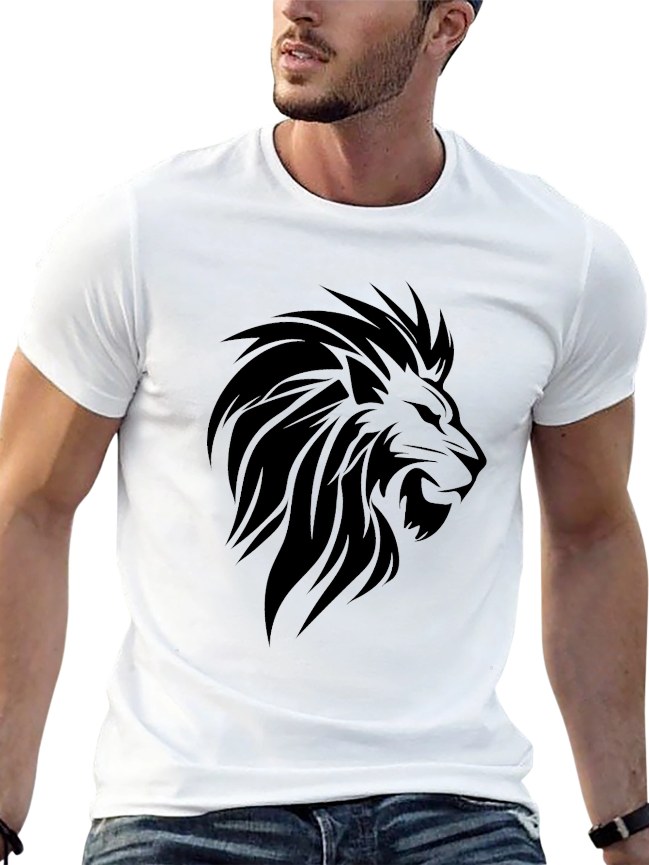 Lion Head Graphic Tee - Mens Black T-Shirt