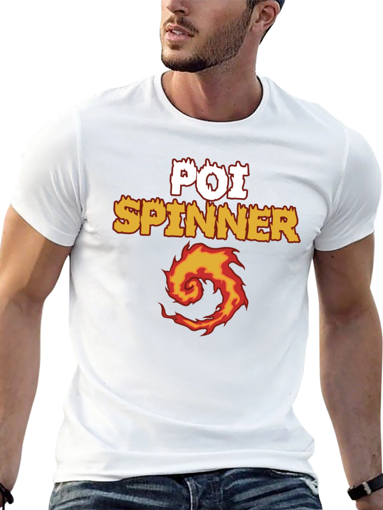 Poi Spinner Fire Design Black T-Shirt