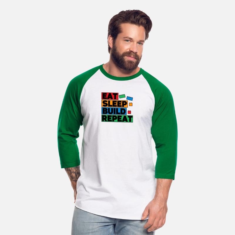 Funny Eat Sleep Build Repeat Building Blocks Men
