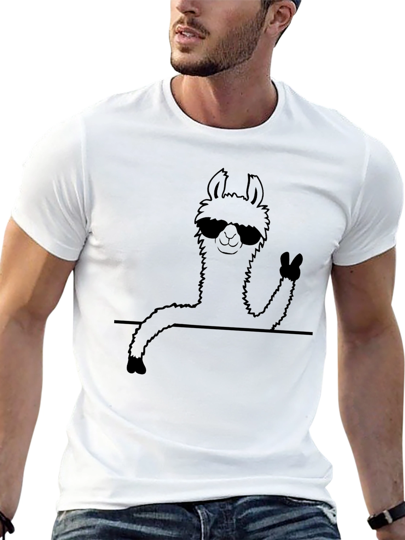 Cool Llama Graphic T-Shirt - Black