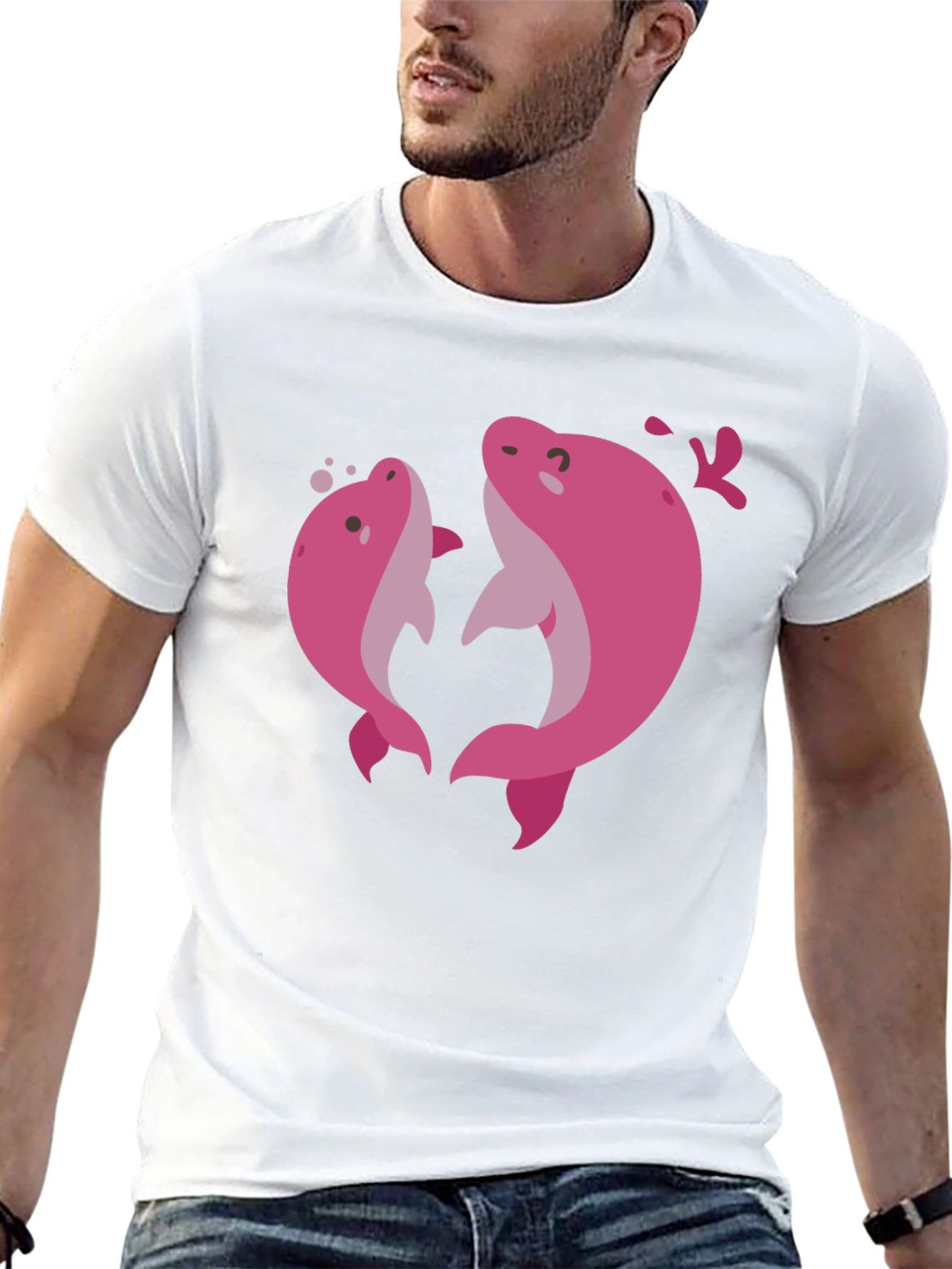 Pink Dolphin Graphic Black T-Shirt