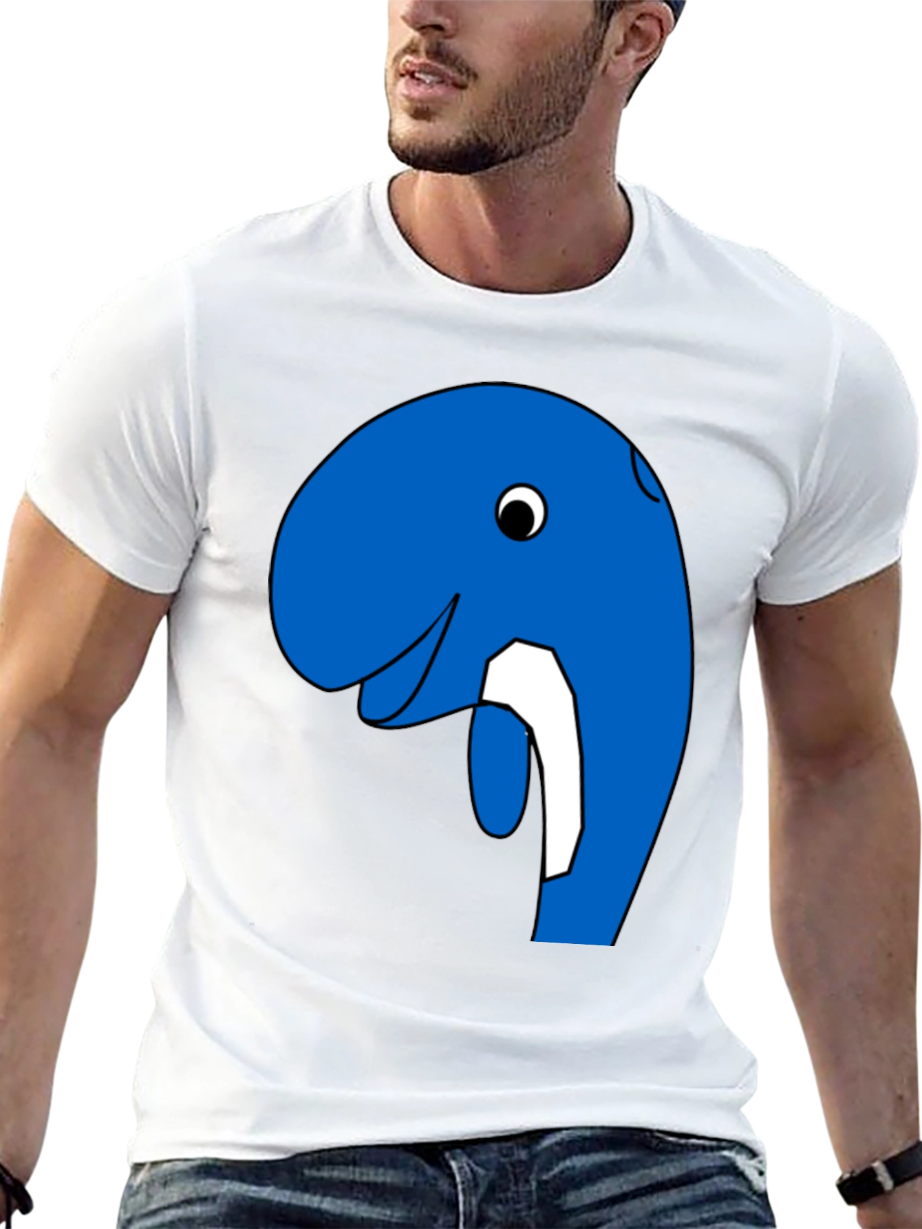 Blue Cartoon Animal Graphic Tee