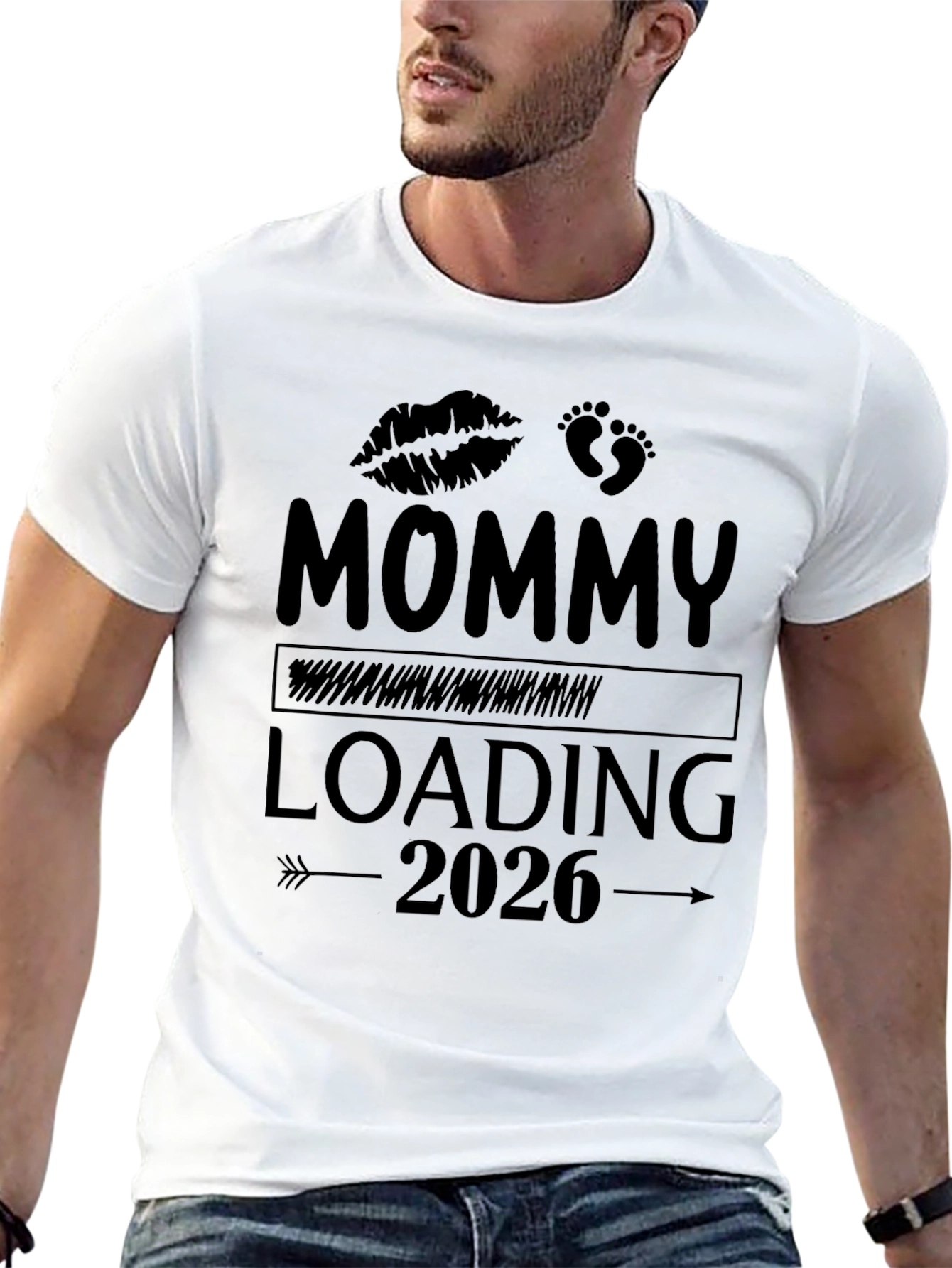 Mommy Loading 2026 Black T-Shirt - Pregnancy Announcement Tee