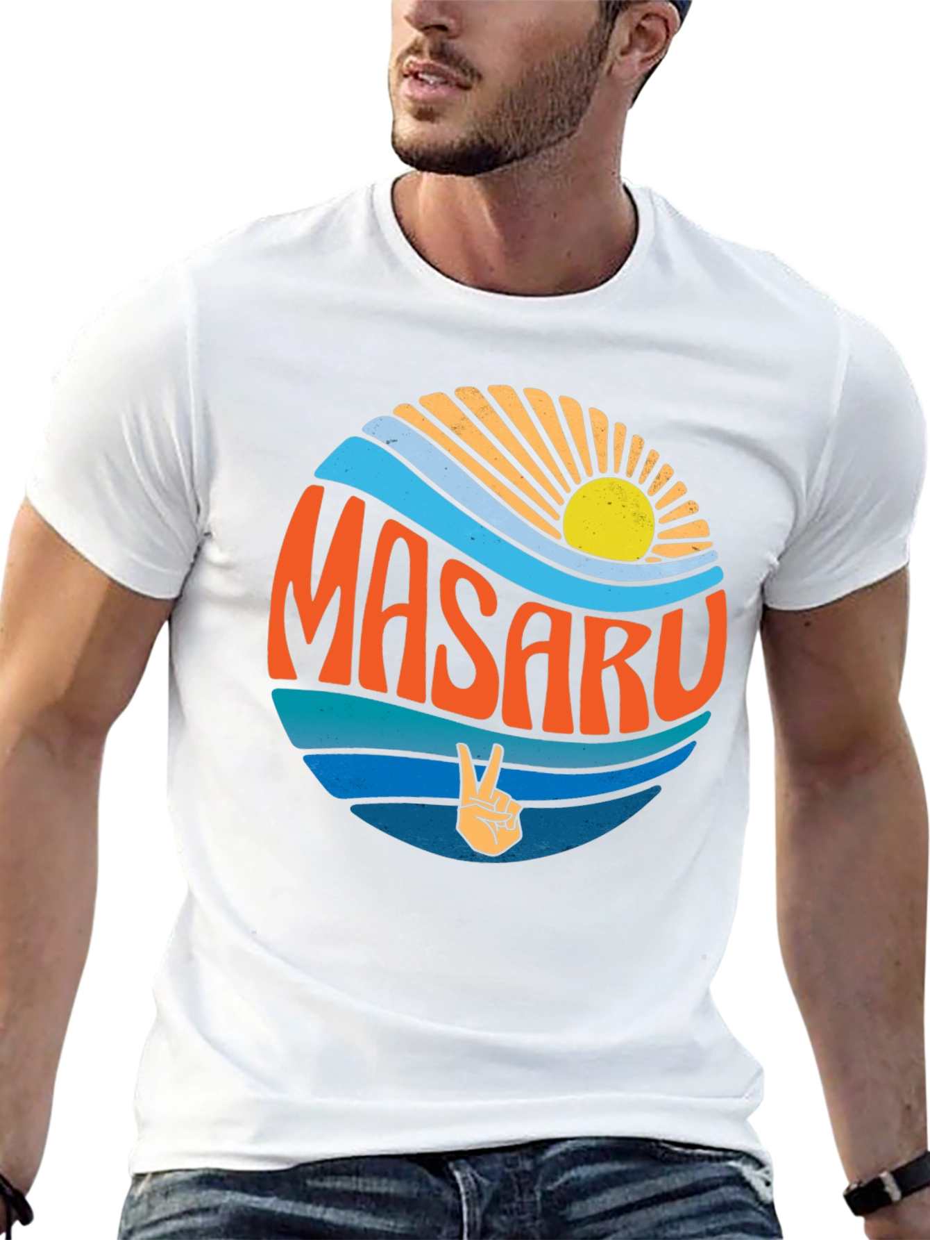 Masaru Peace Sign Graphic Tee - Retro Vibes