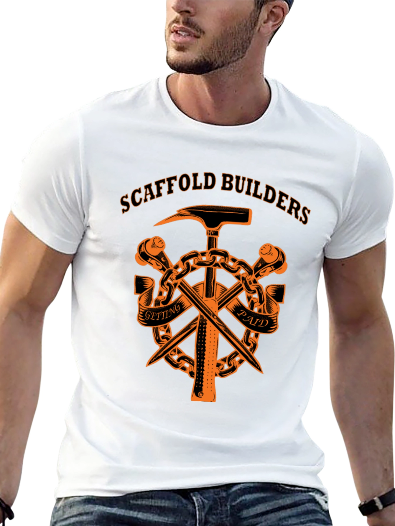 Scaffold Builders T-Shirt - Orange Graphic Tee