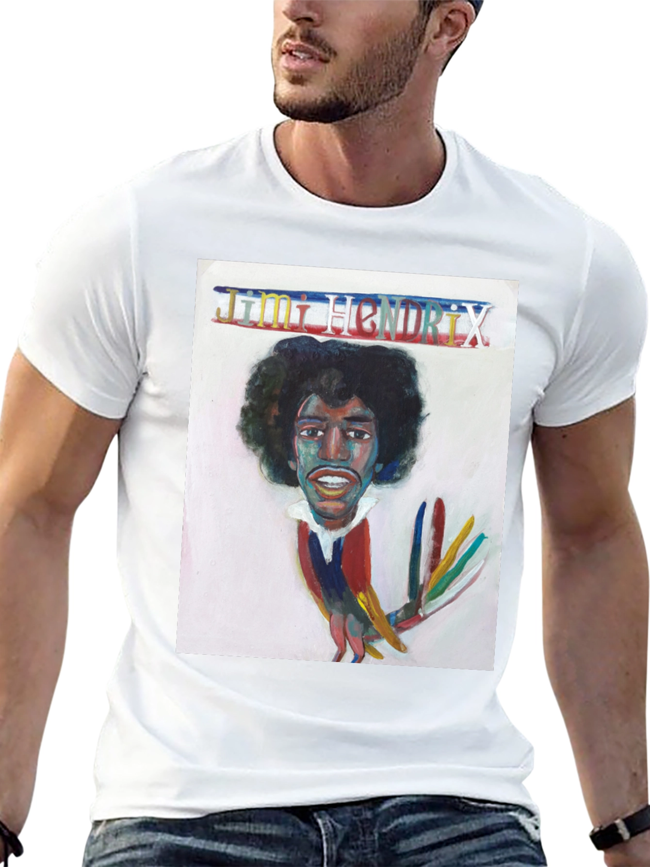 Jimi Hendrix Graphic Print Black T-Shirt