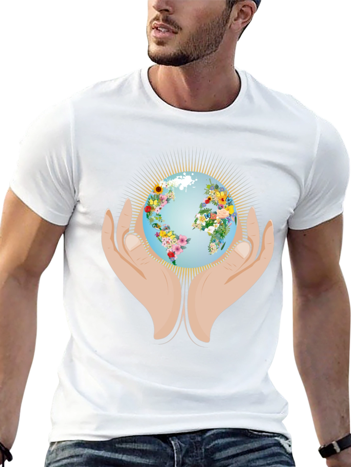 Earth Day Floral Globe Graphic T-Shirt