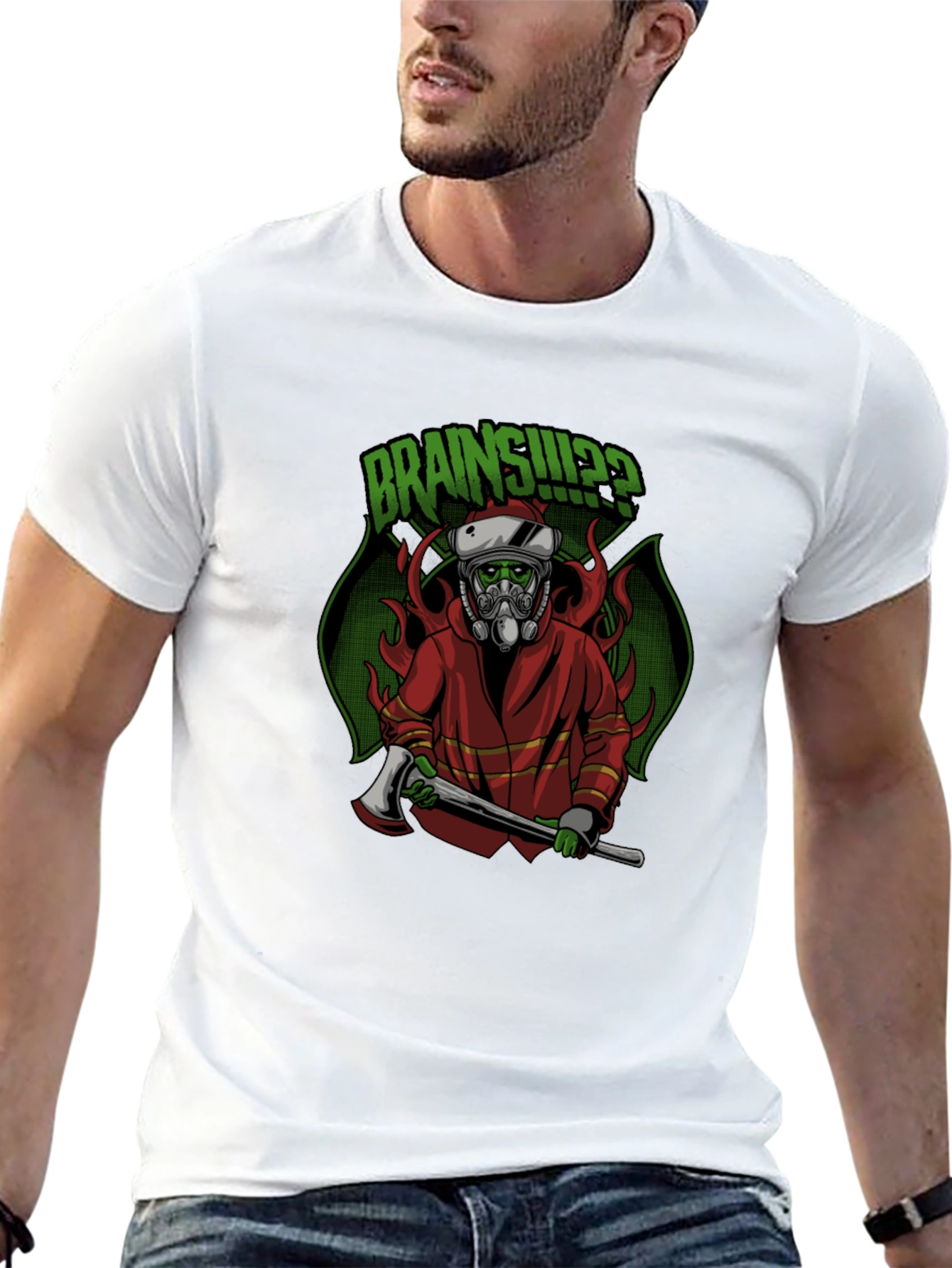 Zombie Firefighter T-Shirt: Brains!?