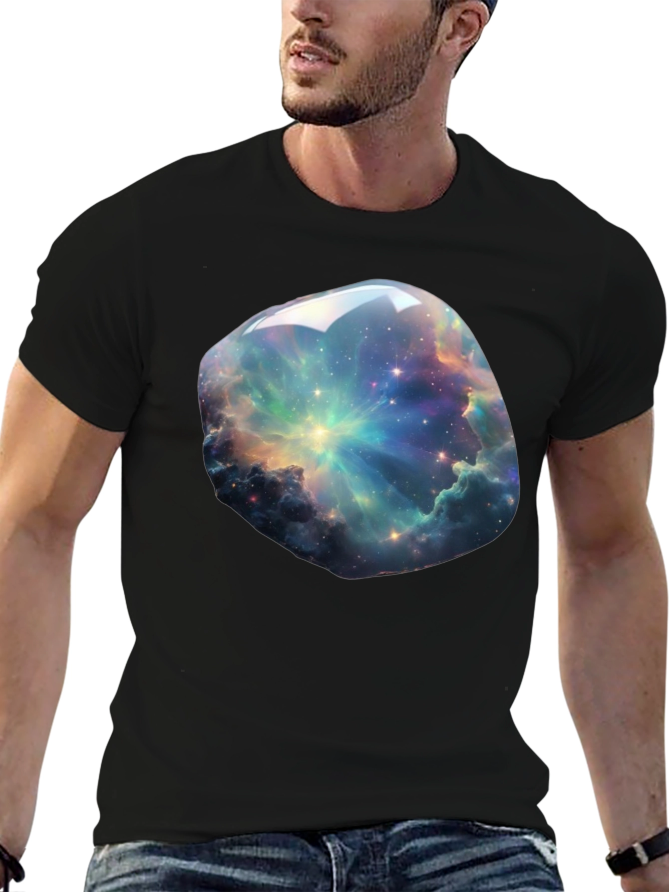 Galaxy Nebula Print T-Shirt - Cosmic Style