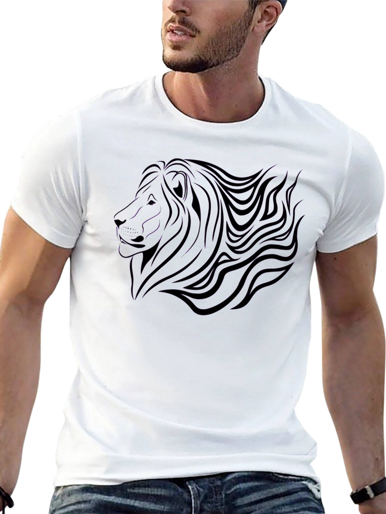 Black Lion Graphic Tee - Stylish Mens Shirt