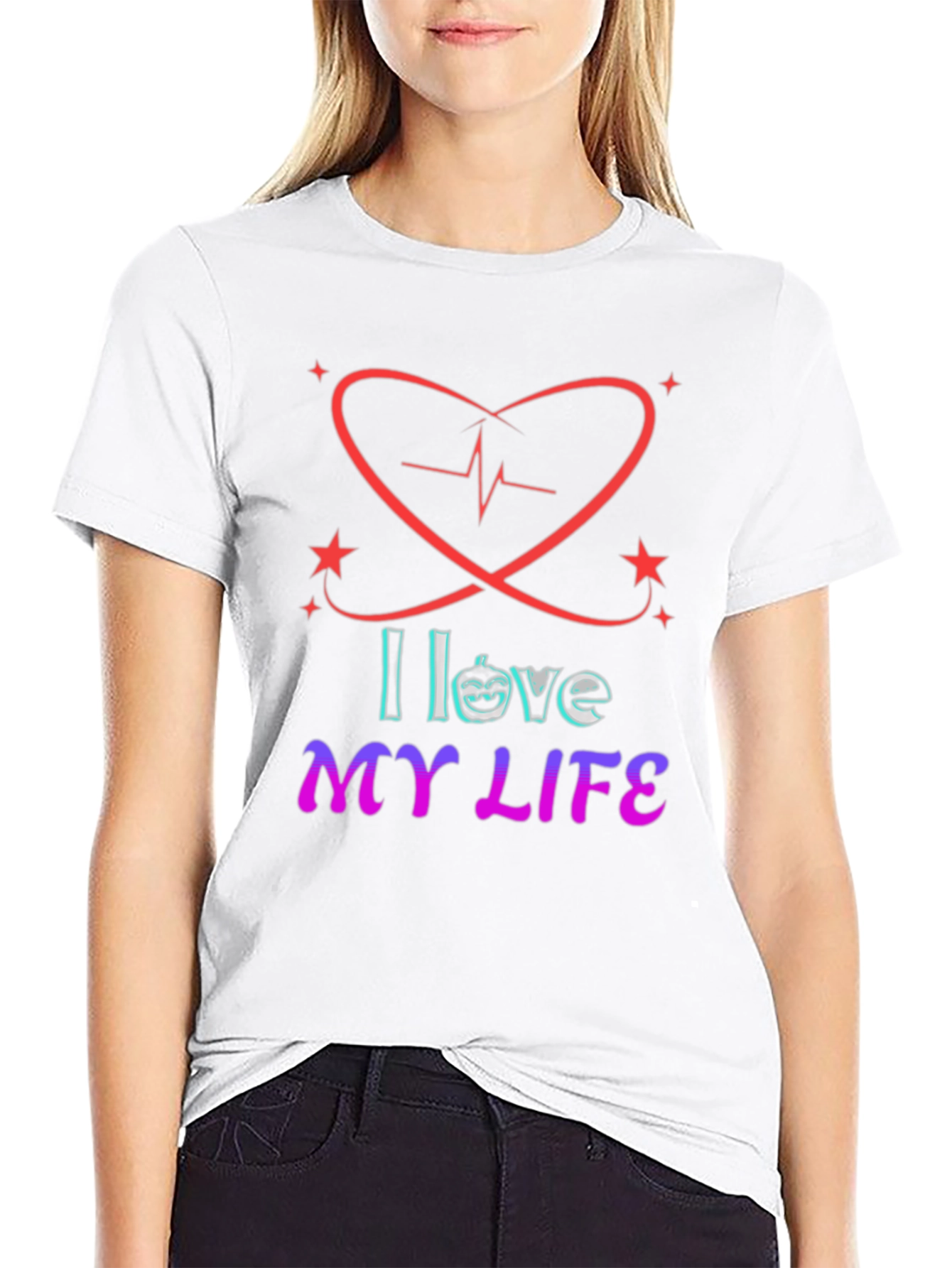 I Love My Life Heartbeat Graphic Tee - Black