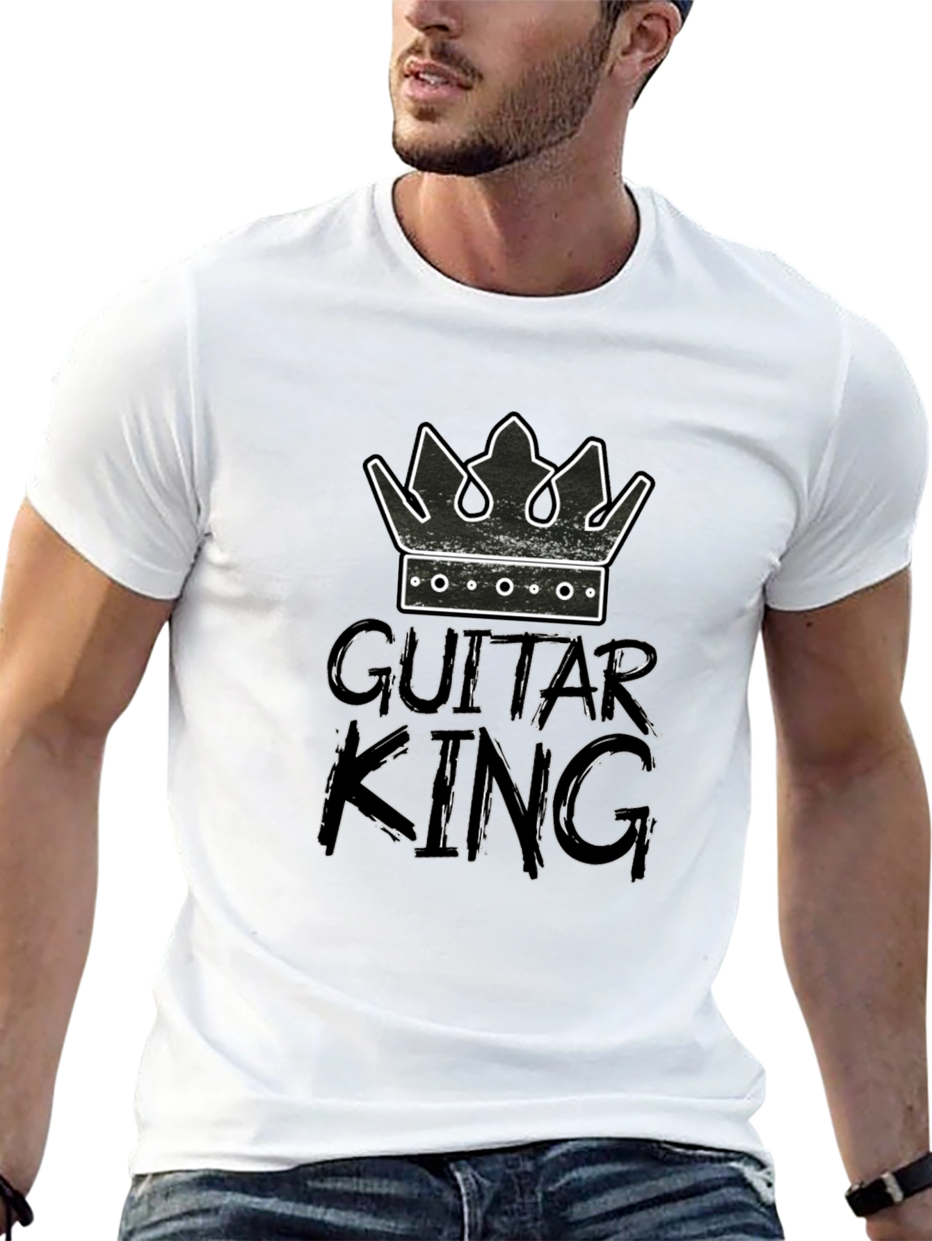 Guitar King Graphic Tee - Black Cotton T-Shirt