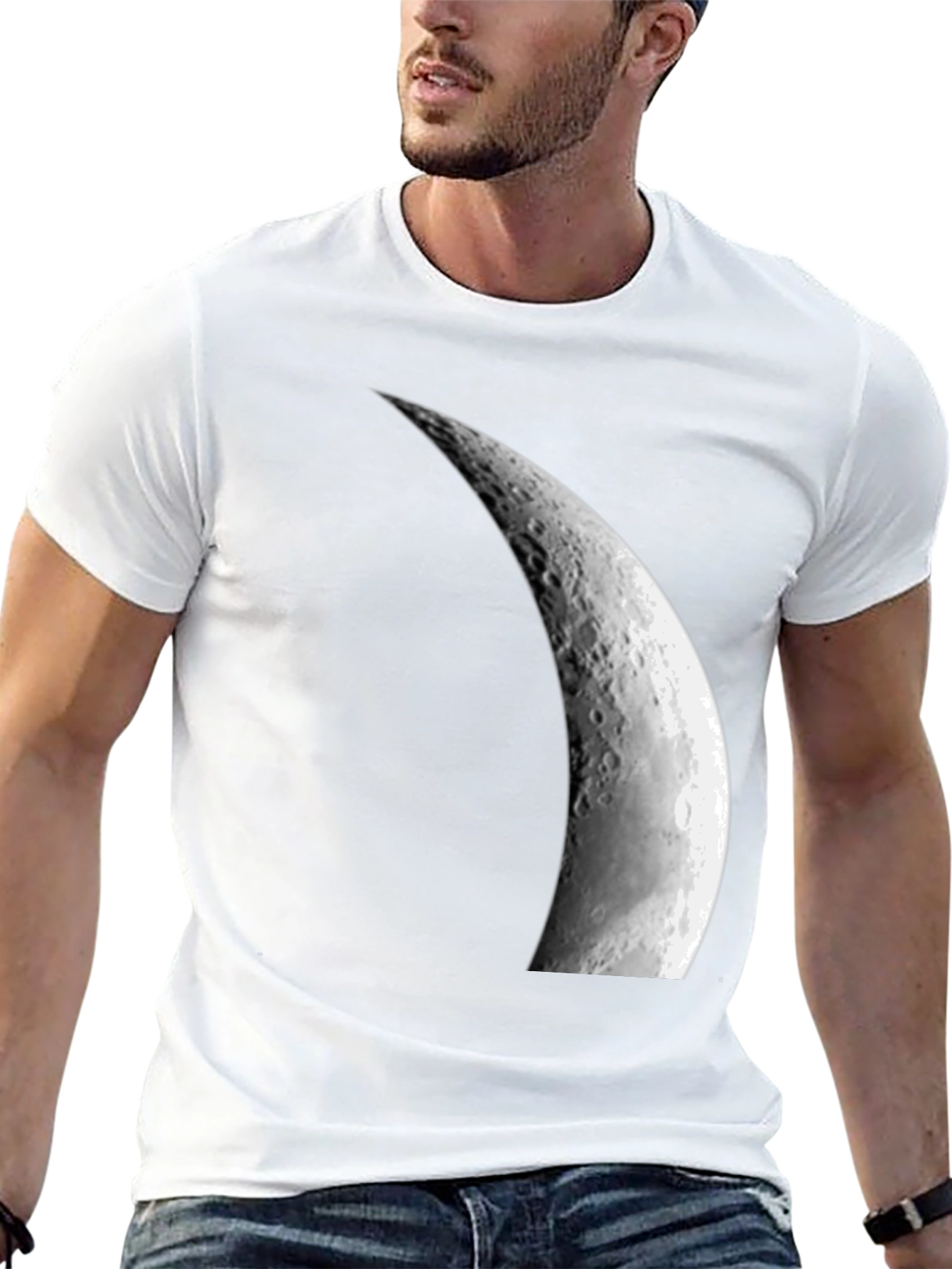Waxing Crescent Moon Graphic Black T-Shirt