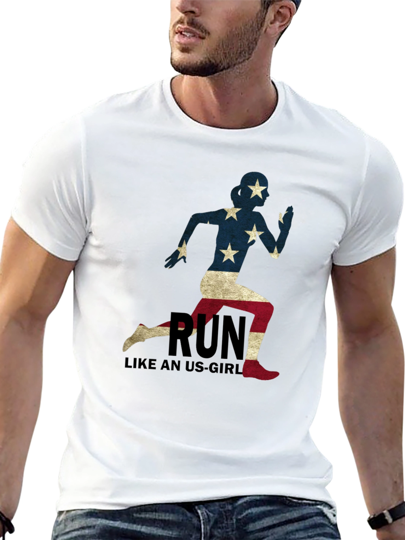 Run Like an US-Girl Black Tee