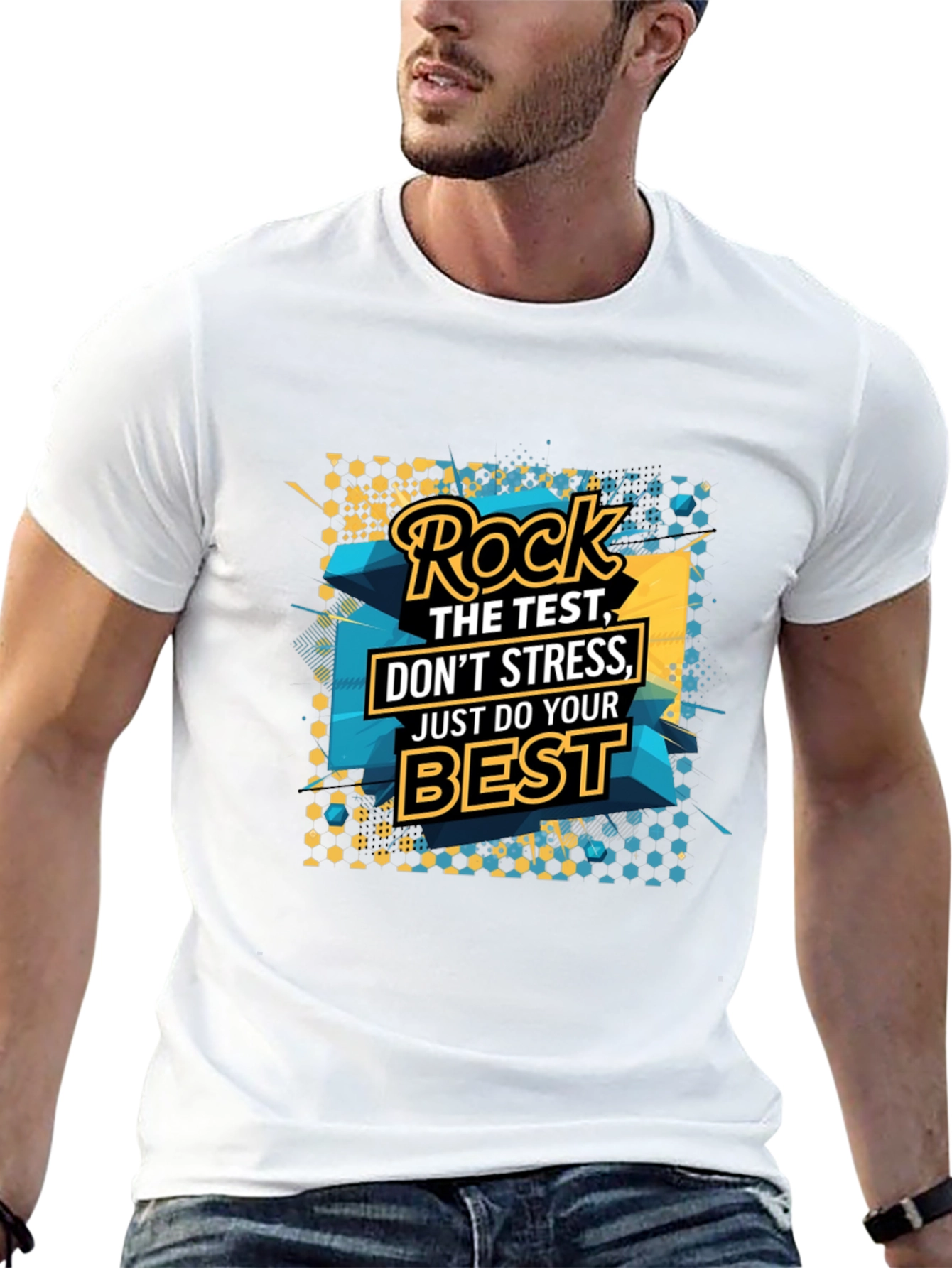 Rock the Test Graphic T-Shirt - Motivational Design