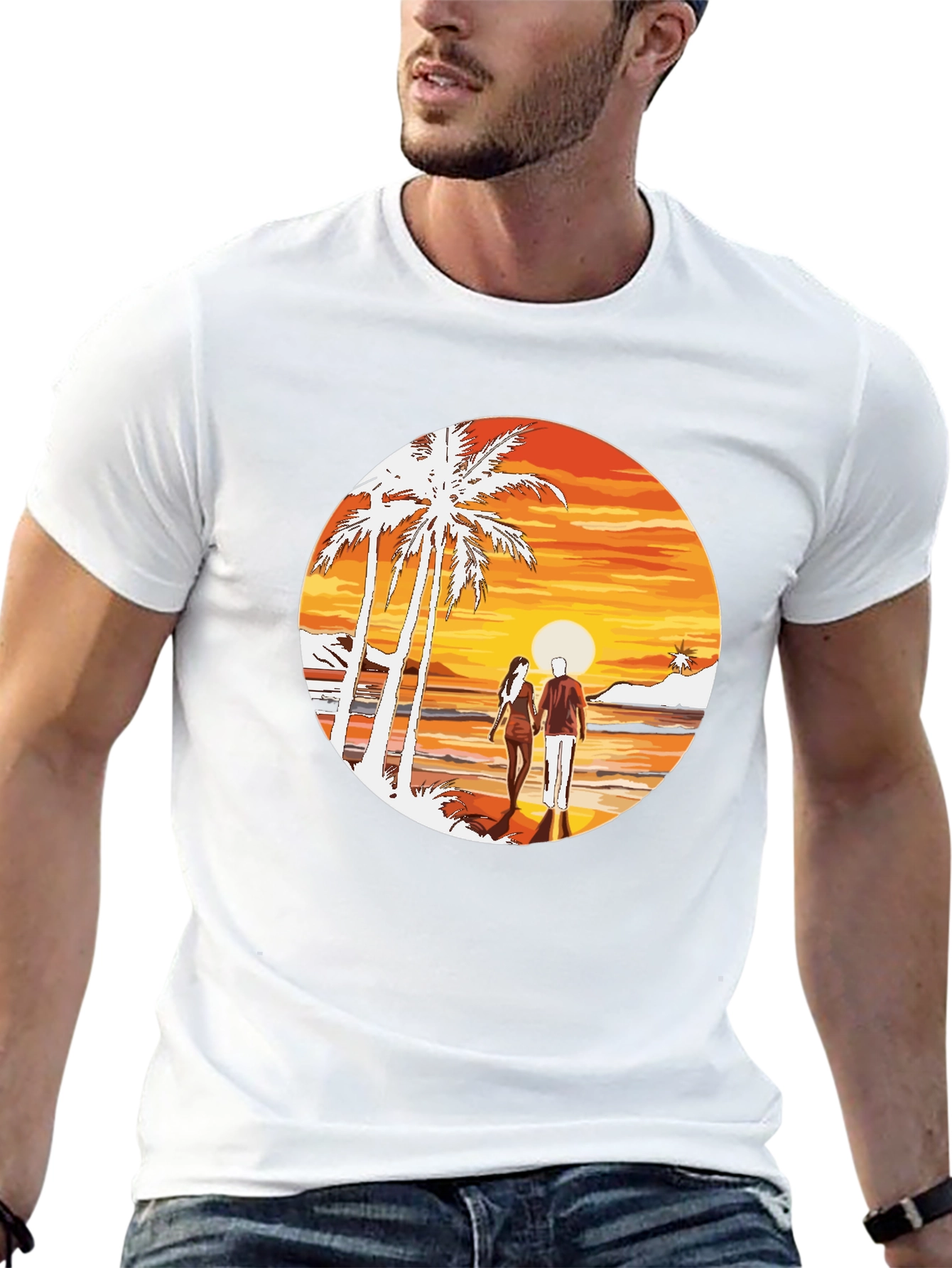 Sunset Beach Couple Graphic Tee