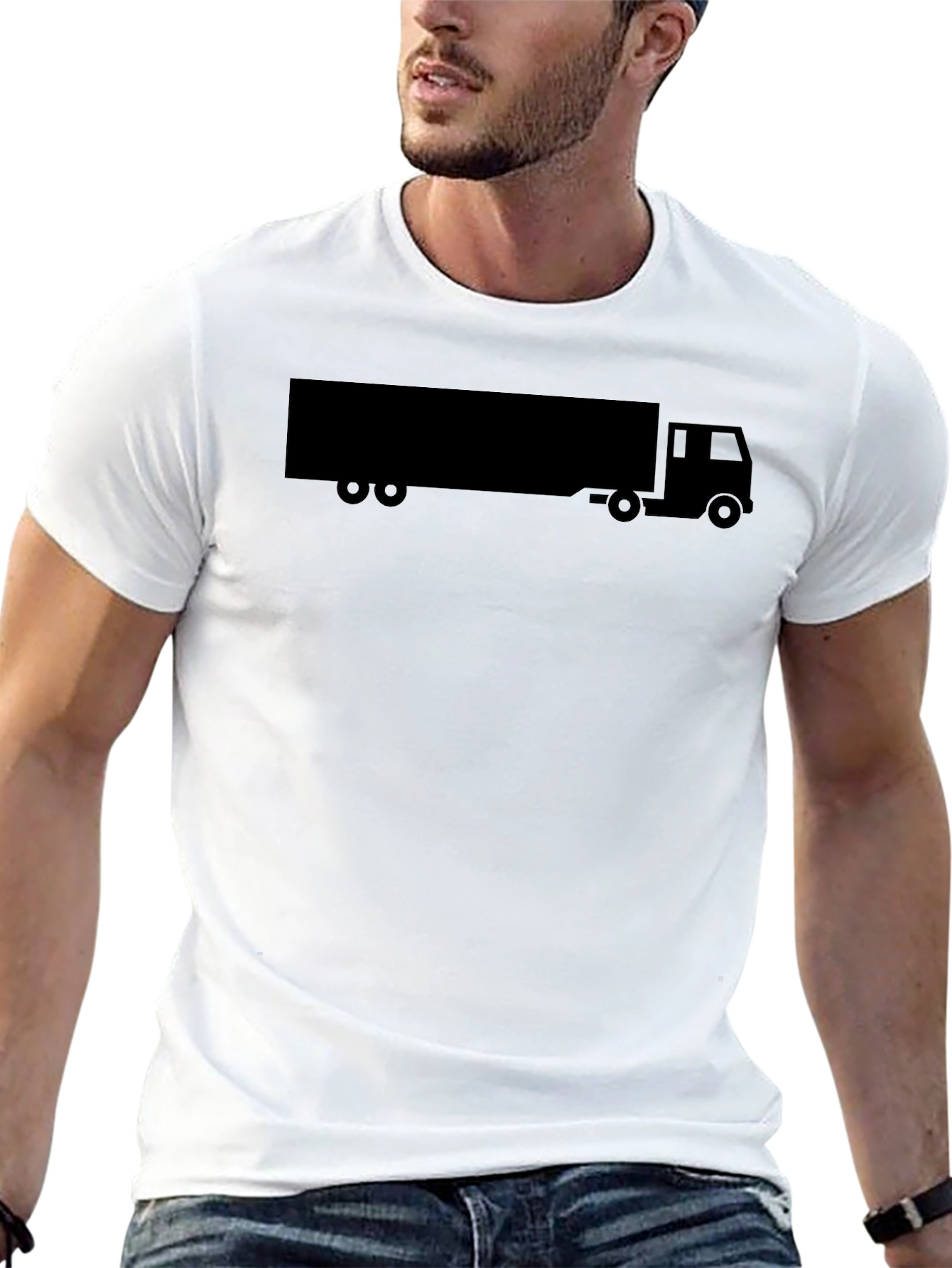 Truck Graphic Tee - Modern Black Cotton Shirt