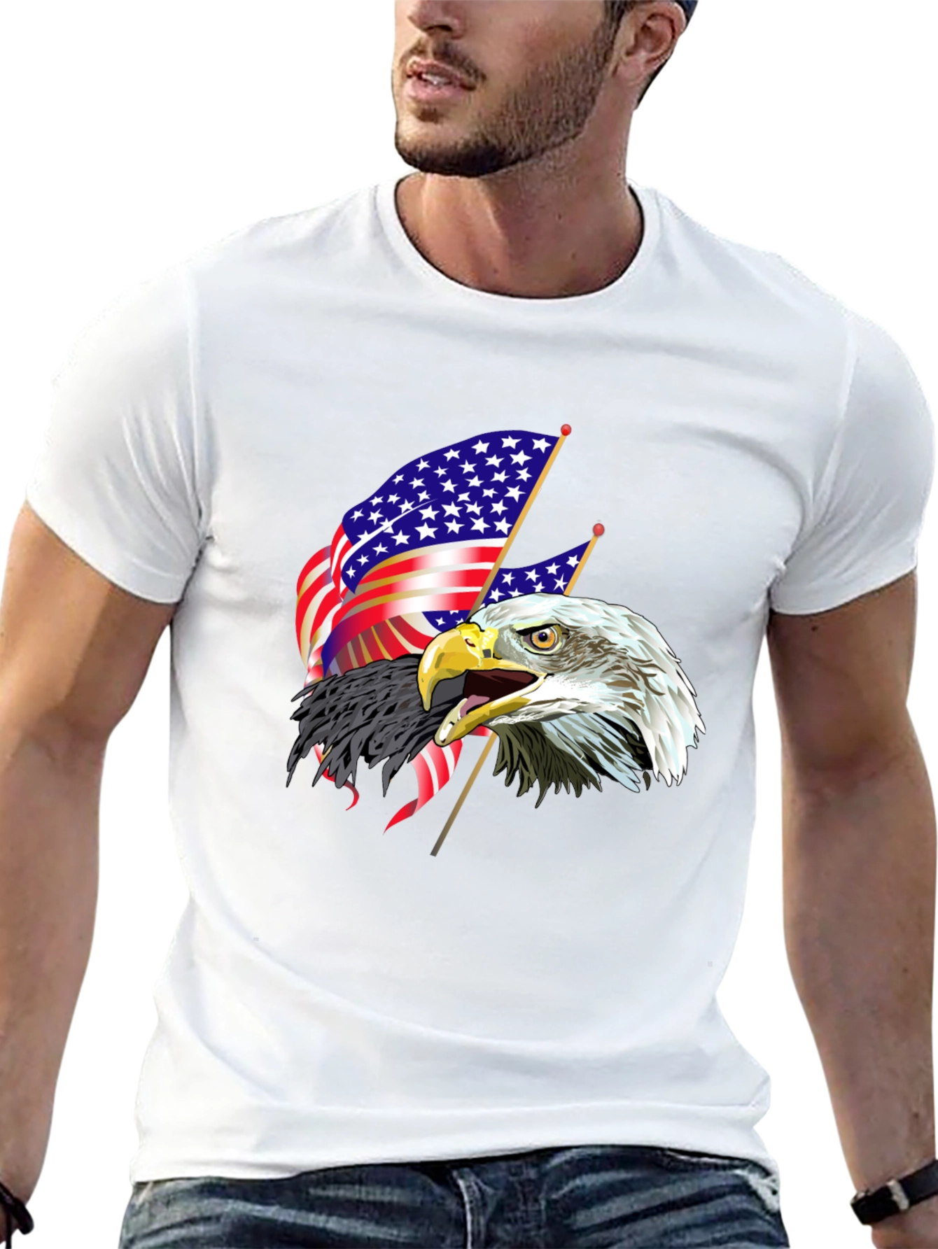 Patriotic Eagle USA Flag Graphic Print T-Shirt