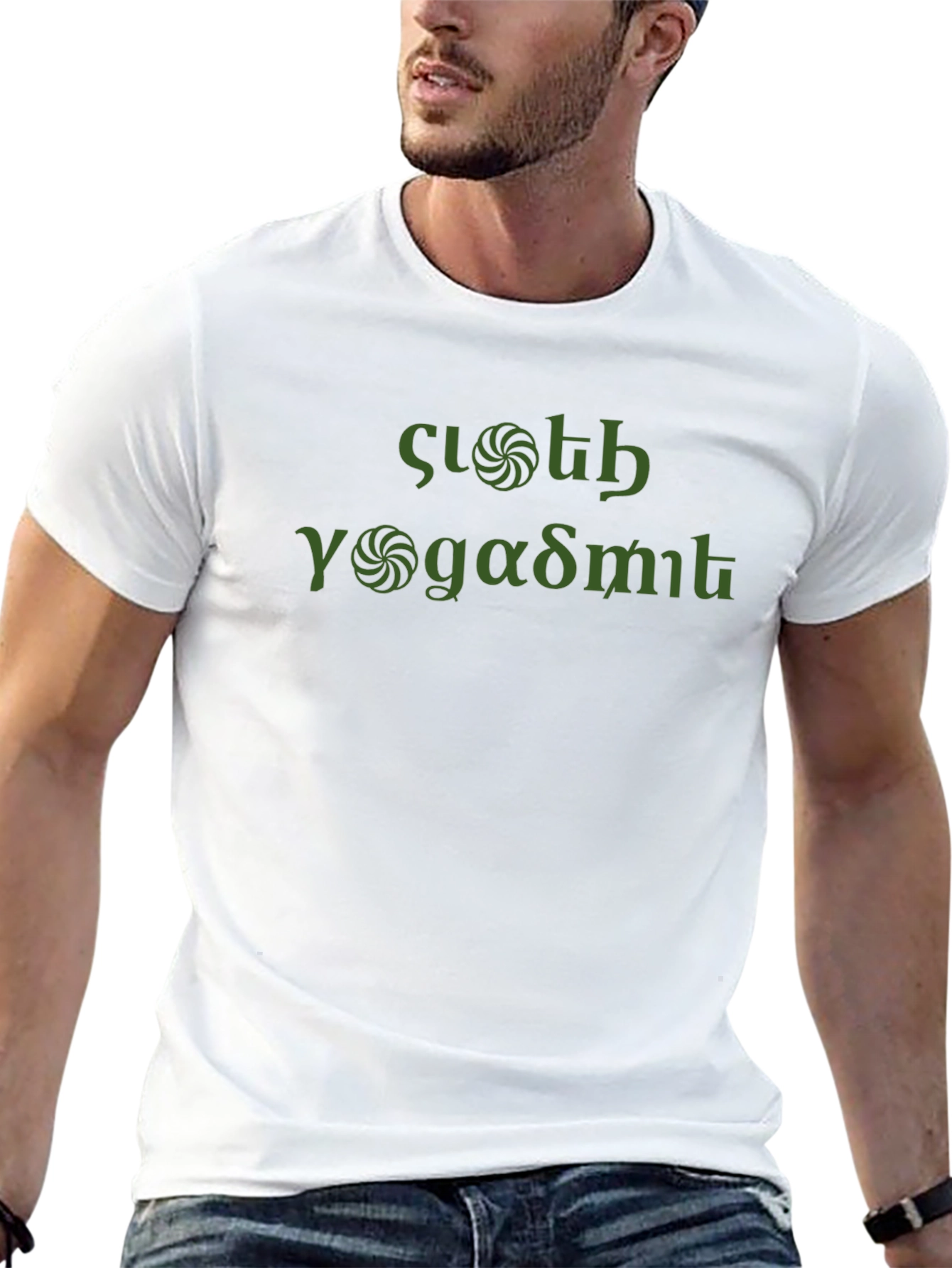 Mens Black T-shirt with Armenian Text Design