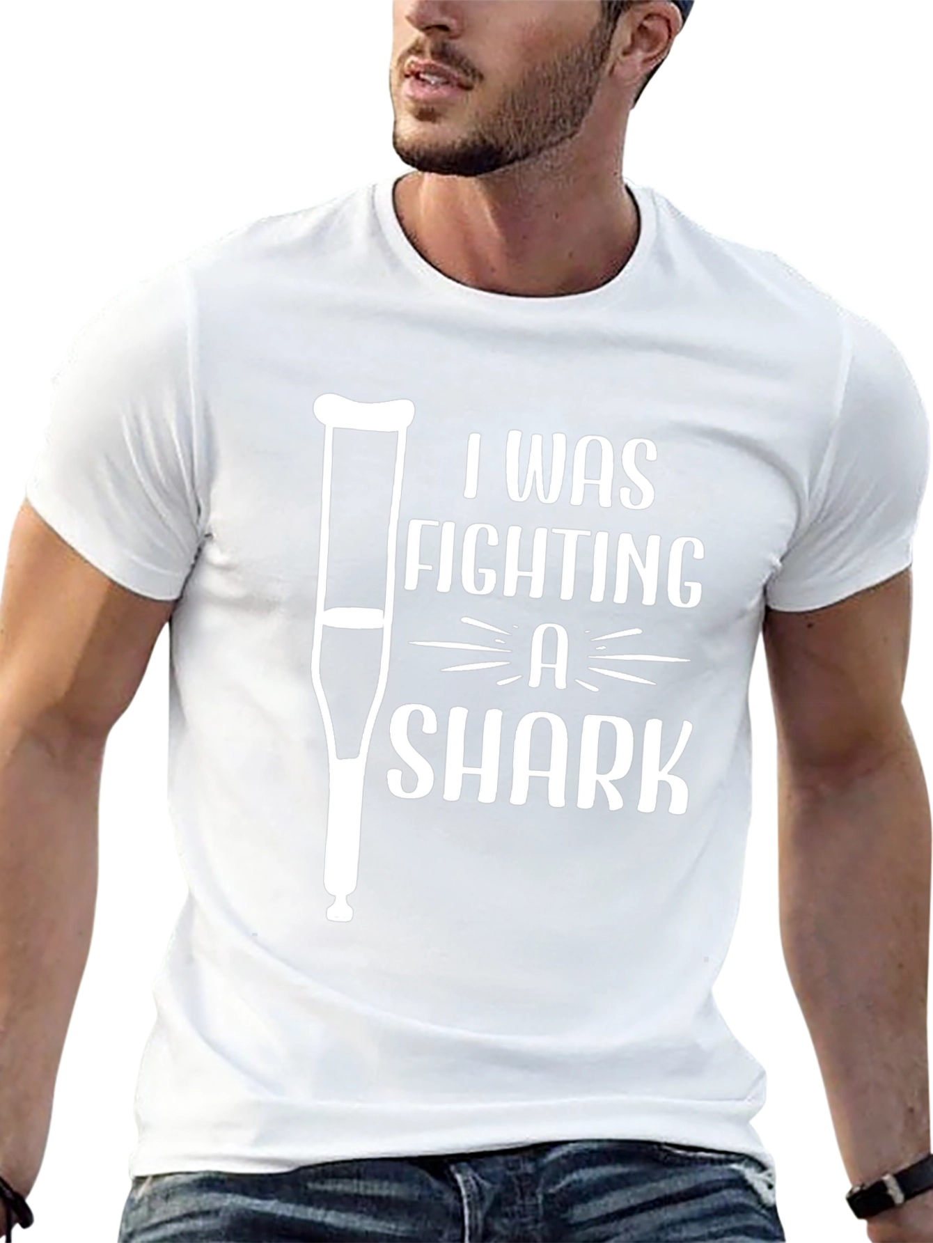 I Was Fighting A Shark Funny Graphic T-Shirt
