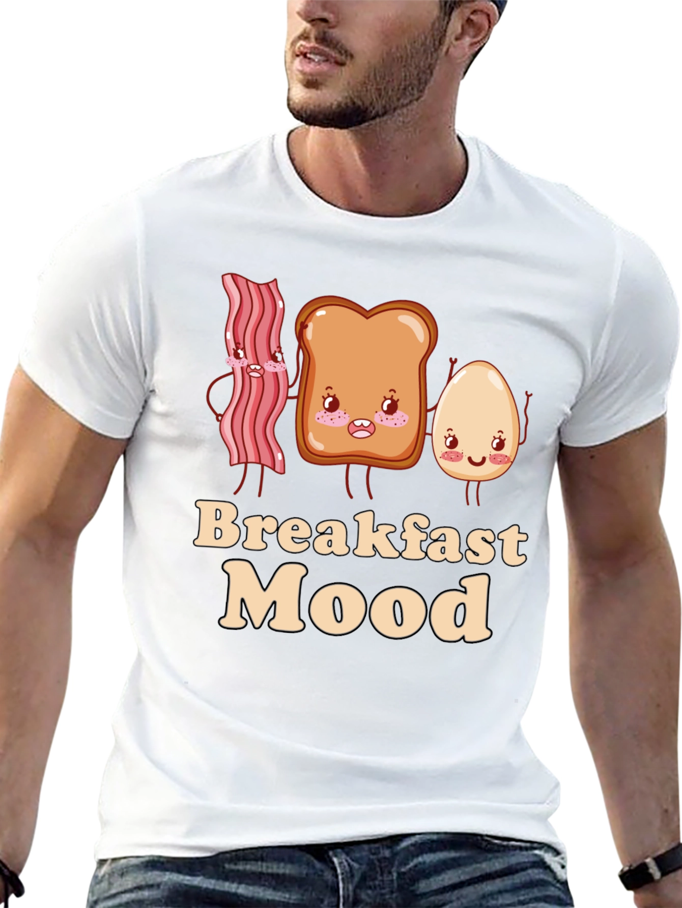 Breakfast Mood Cartoon Graphic T-Shirt