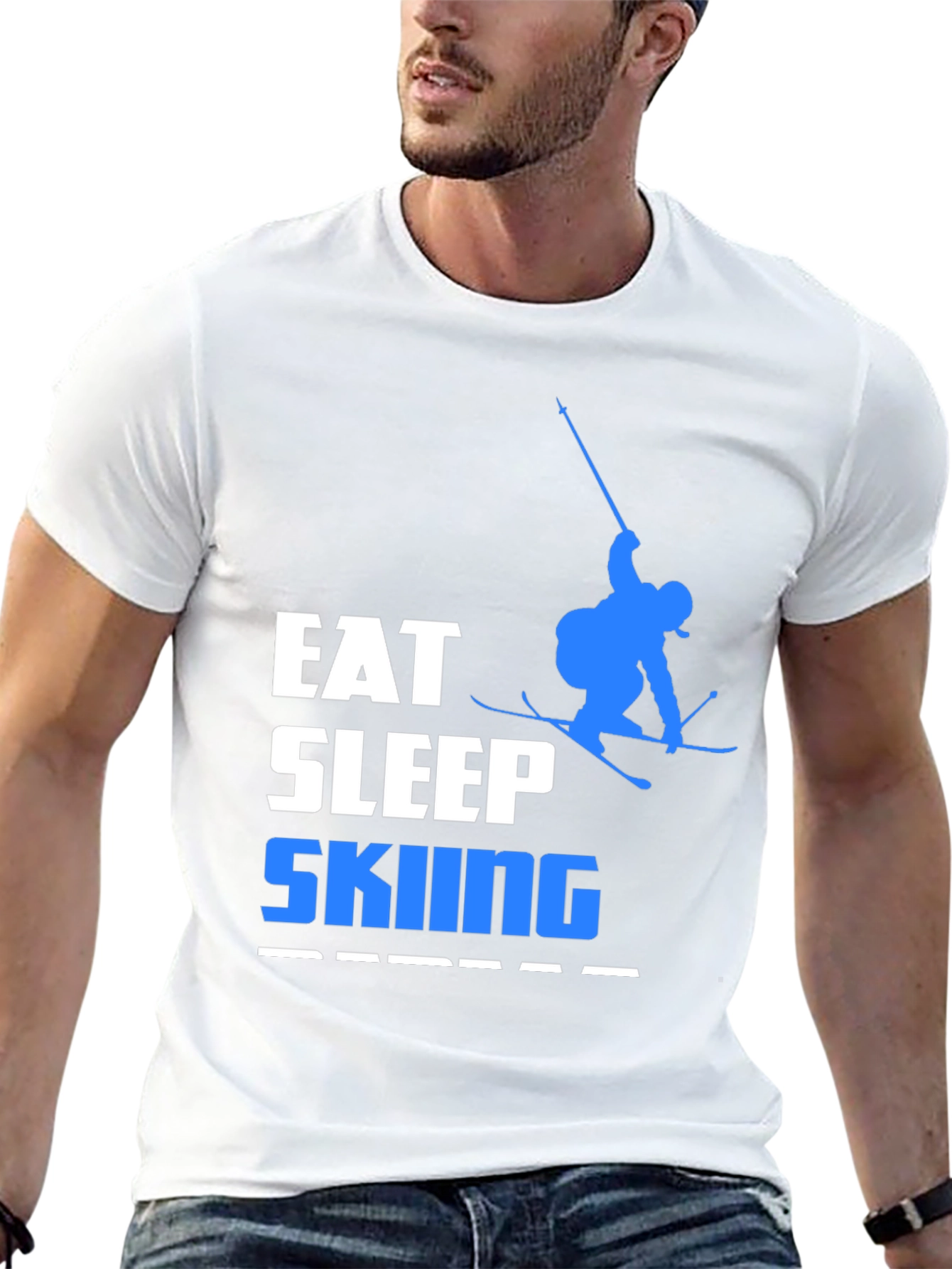Eat Sleep Skiing Repeat Graphic Tee