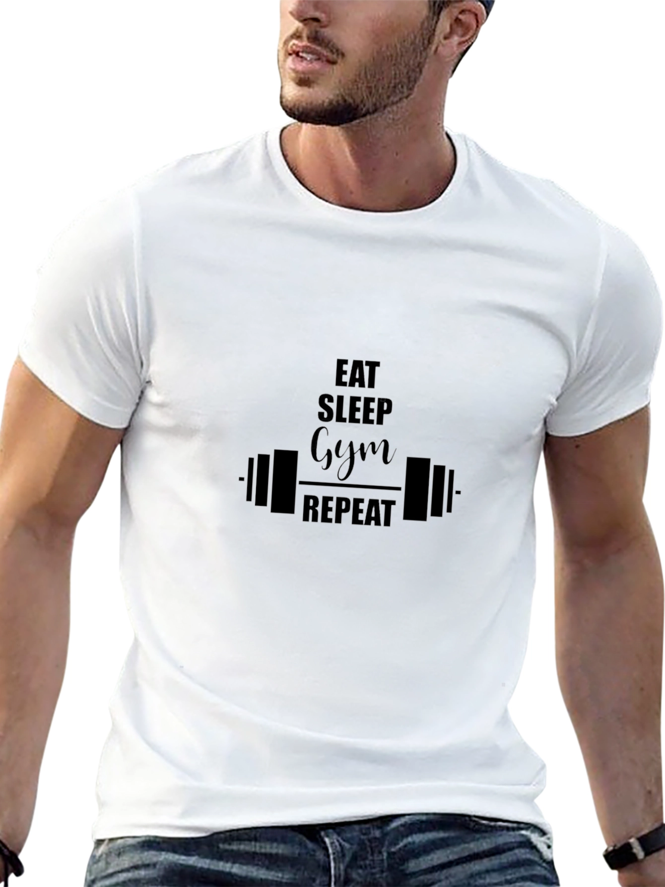Eat Sleep Gym Repeat Black T-Shirt
