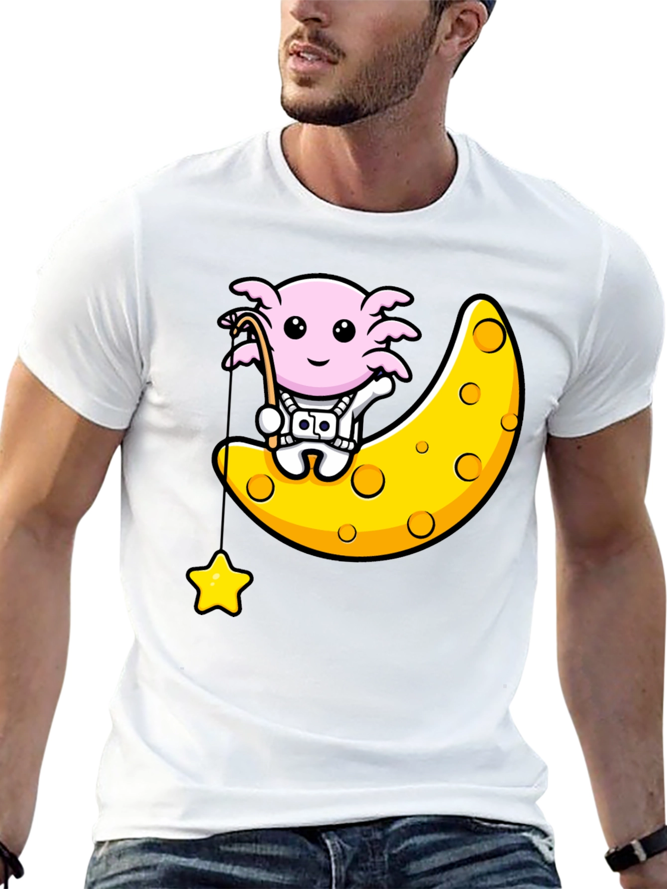 Axolotl Astronaut on Moon T-Shirt