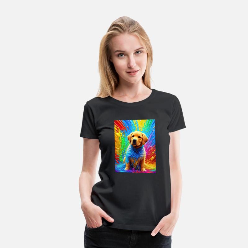 Labrador Retriever with rainbow splashes of colors