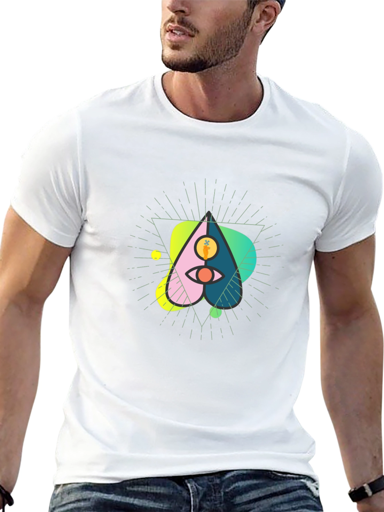 Abstract Graphic Tee - Eye and Carrot Design