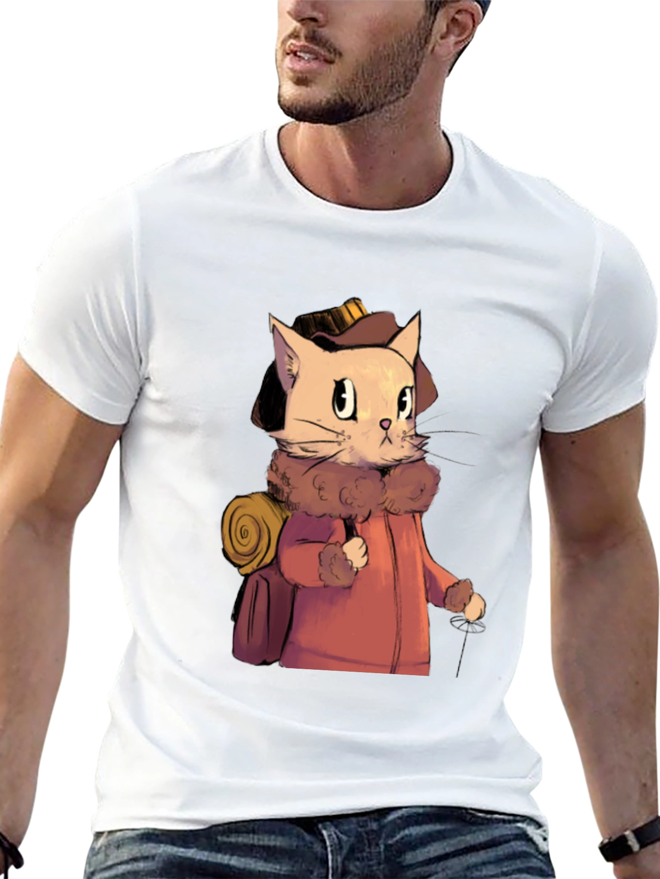 Adventurous Cat Traveler Graphic T-Shirt