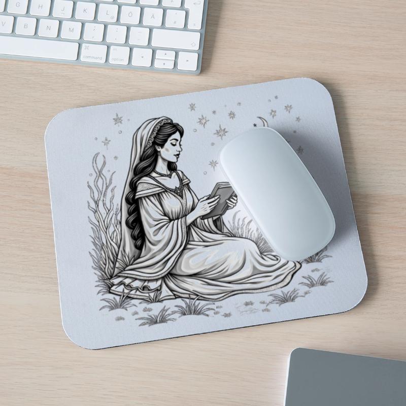 Medieval Woman Reading Under Night Sky