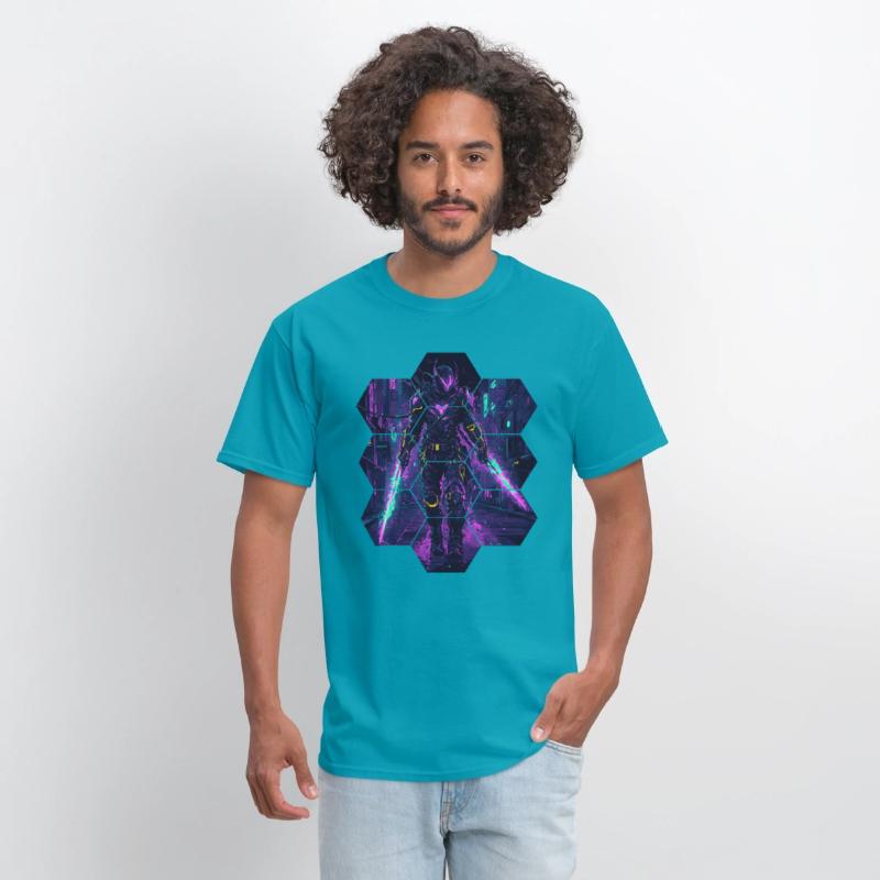 Neon Blade Warrior In Futuristic City Shadows