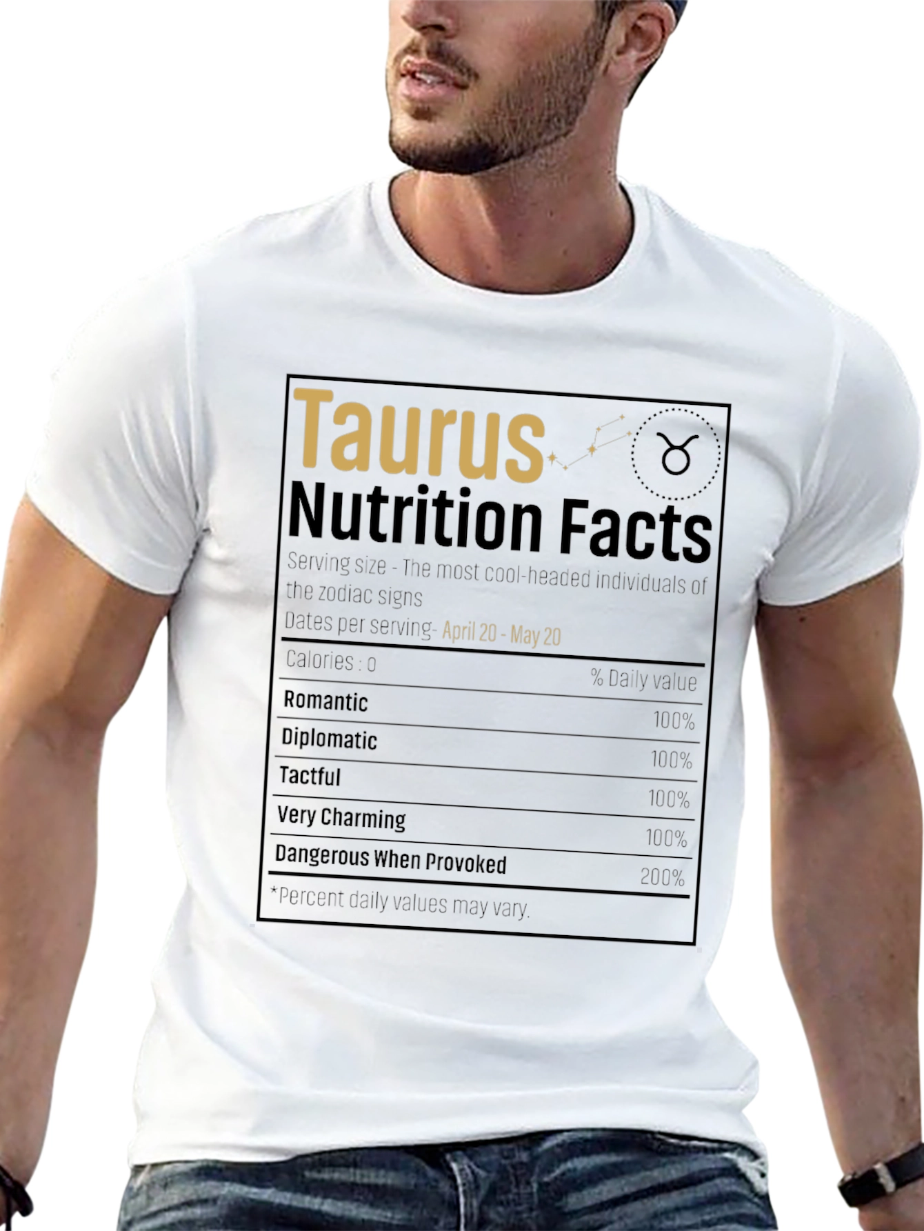 Taurus Zodiac Sign Nutrition Facts Graphic T-Shirt