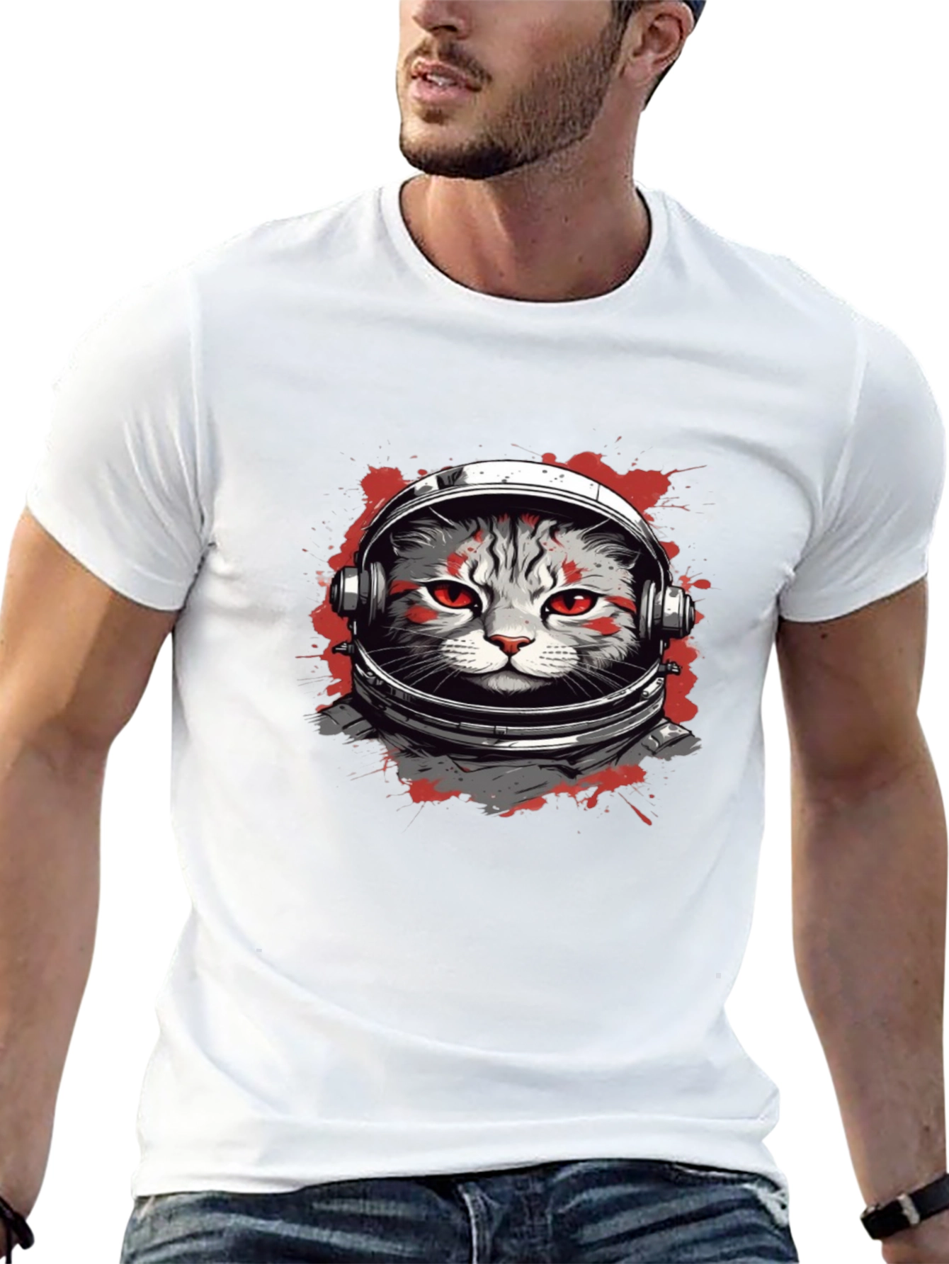 Astronaut Cat Graphic T-Shirt