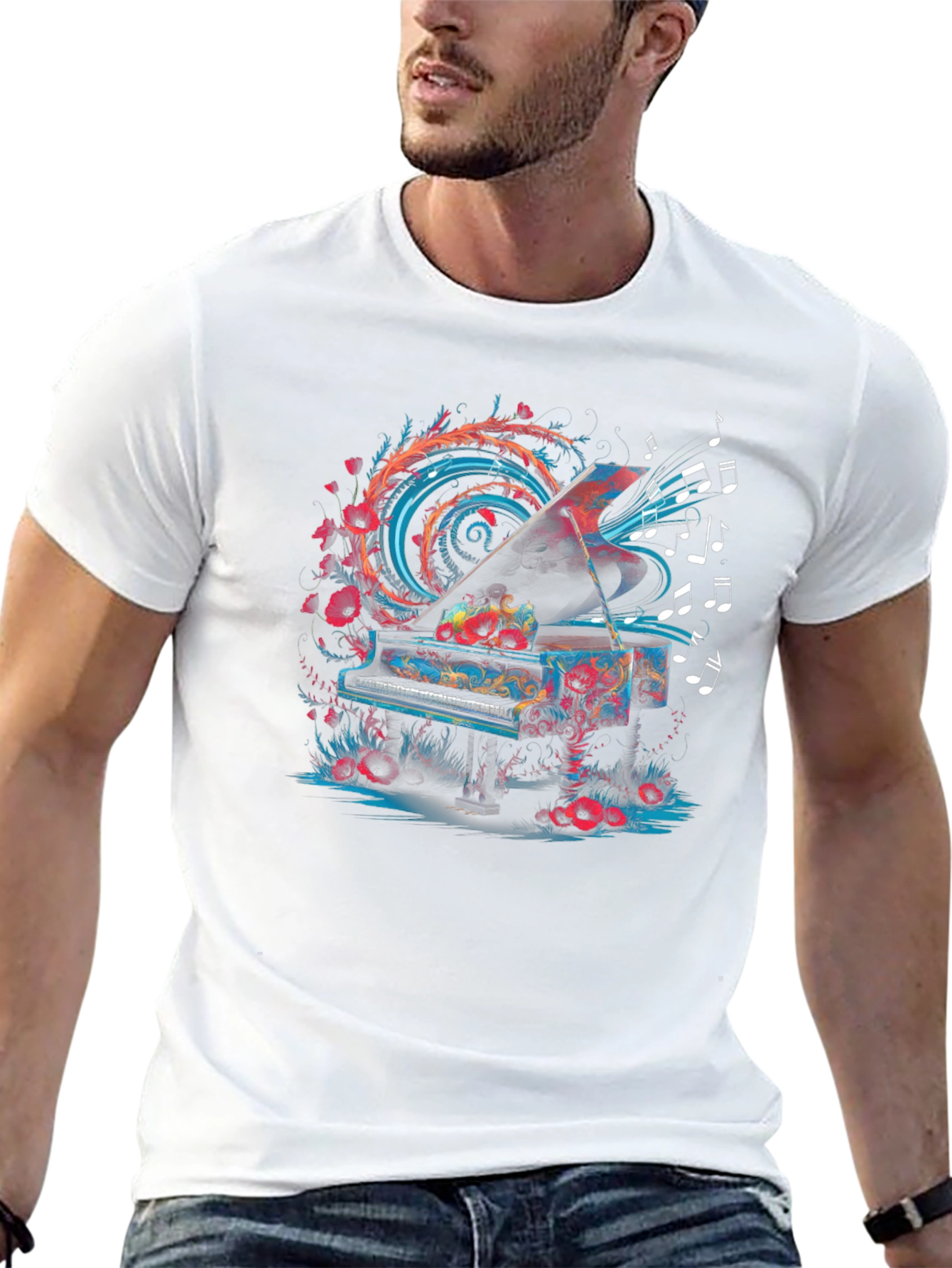 Piano Music Art Tee - Unique Graphic T-Shirt