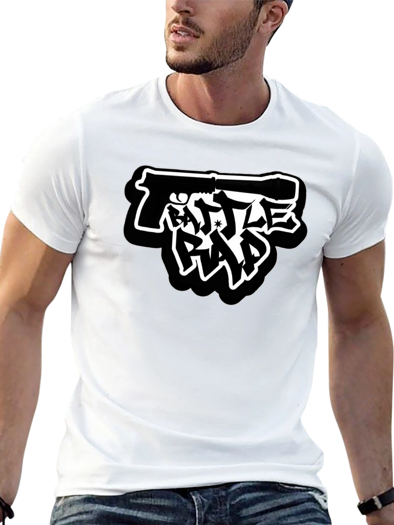 Battle Rap Gun Graphic T-Shirt - Black