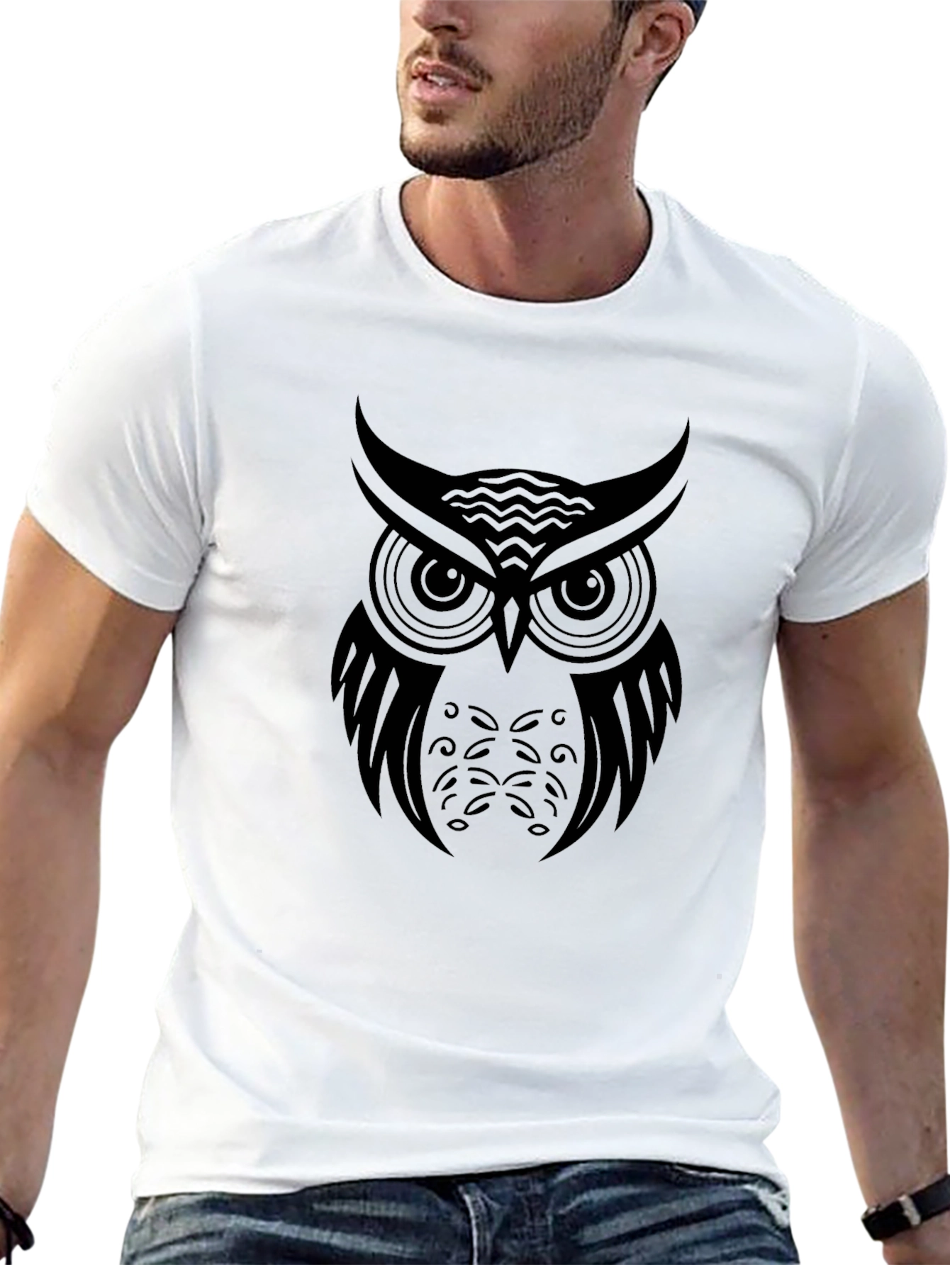 Black Owl Graphic Tee - Mens Casual T-Shirt