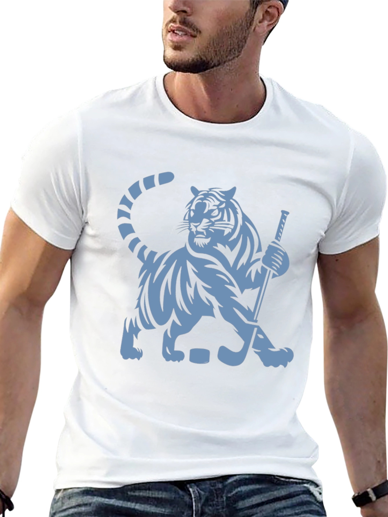 Hockey Tiger Graphic T-Shirt - Black