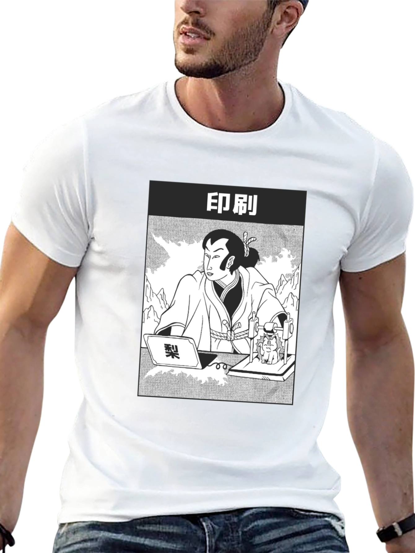 Samurai Comic Graphic Black T-Shirt