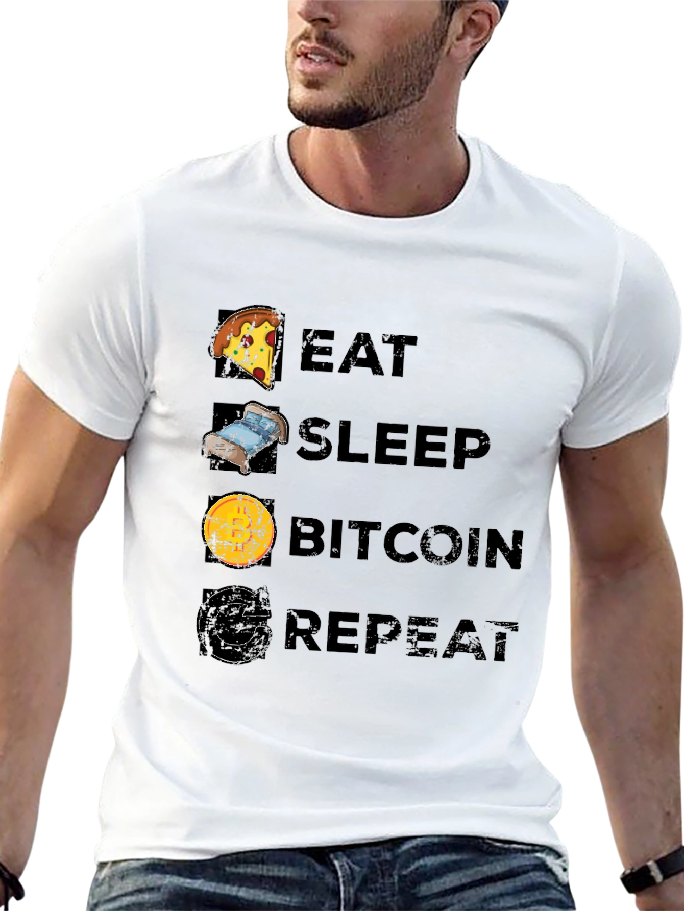 Eat Sleep Bitcoin Repeat Black T-Shirt