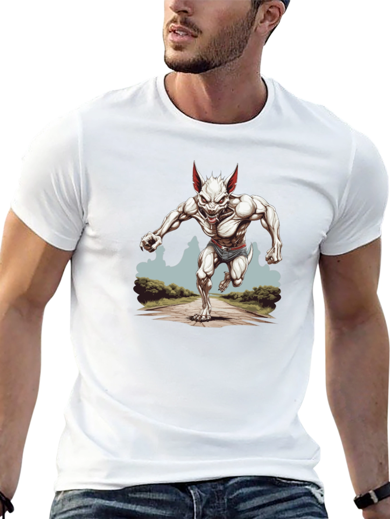 Werewolf Running T-Shirt - Unique Graphic Tee