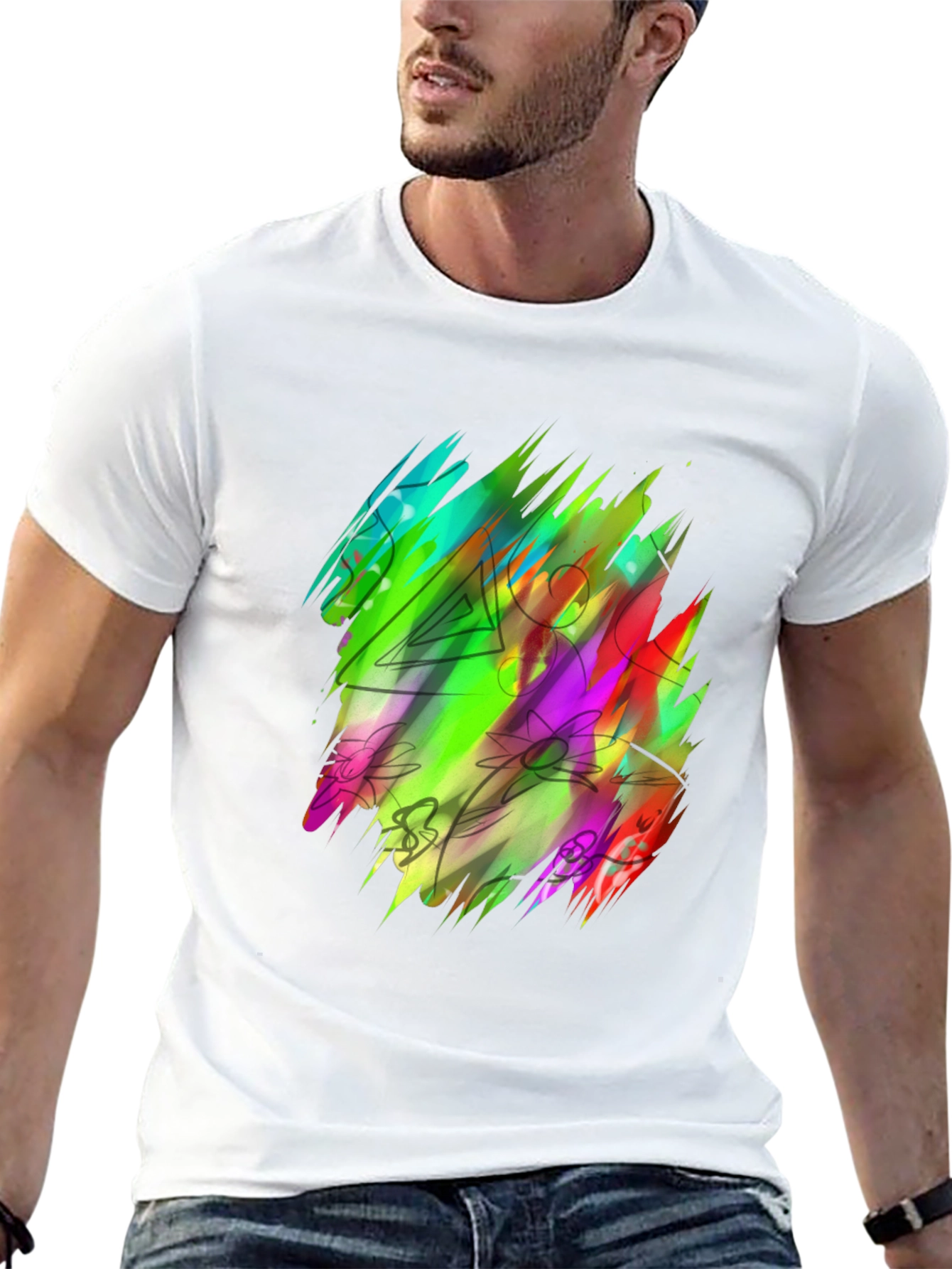 Vibrant Abstract Art Black T-Shirt