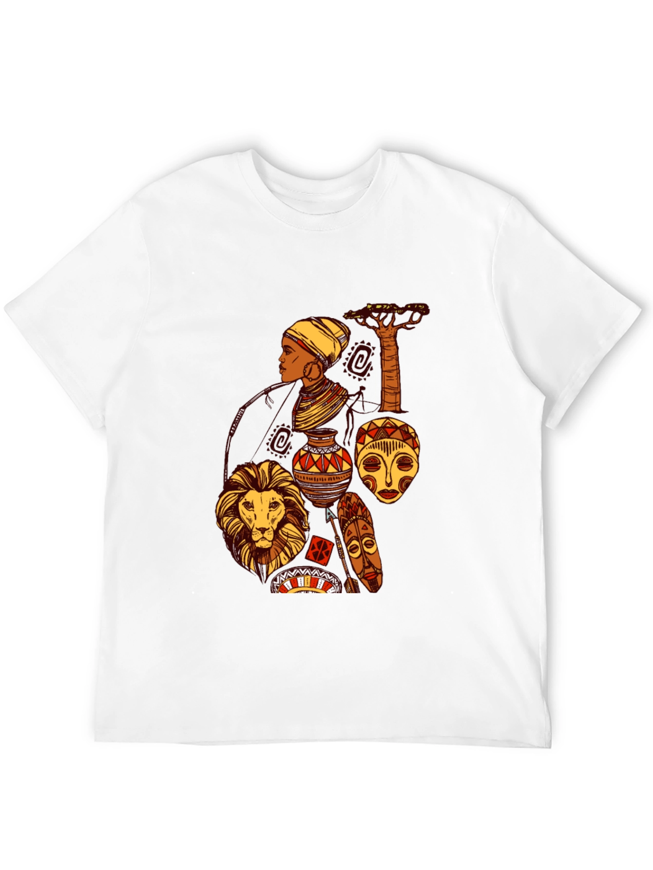 African Culture Graphic Print Black T-Shirt